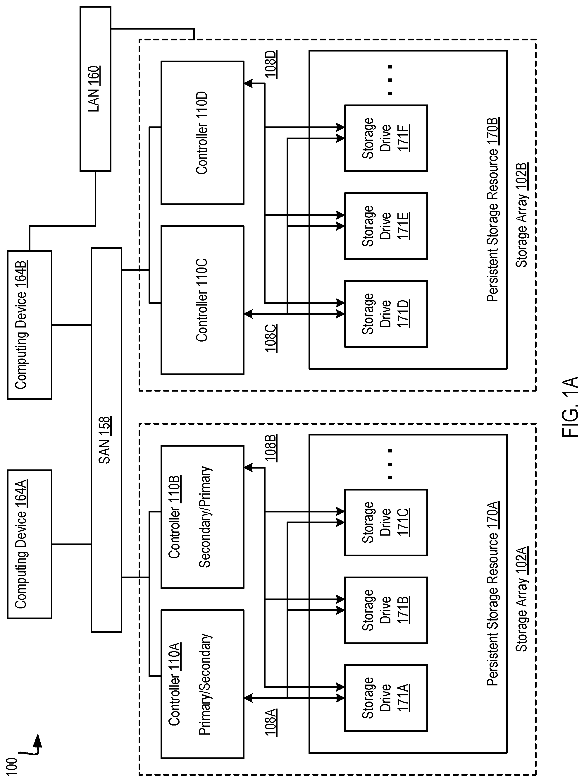 Patent US11847025 — Storage system parity based on system characteristics — Figure 1