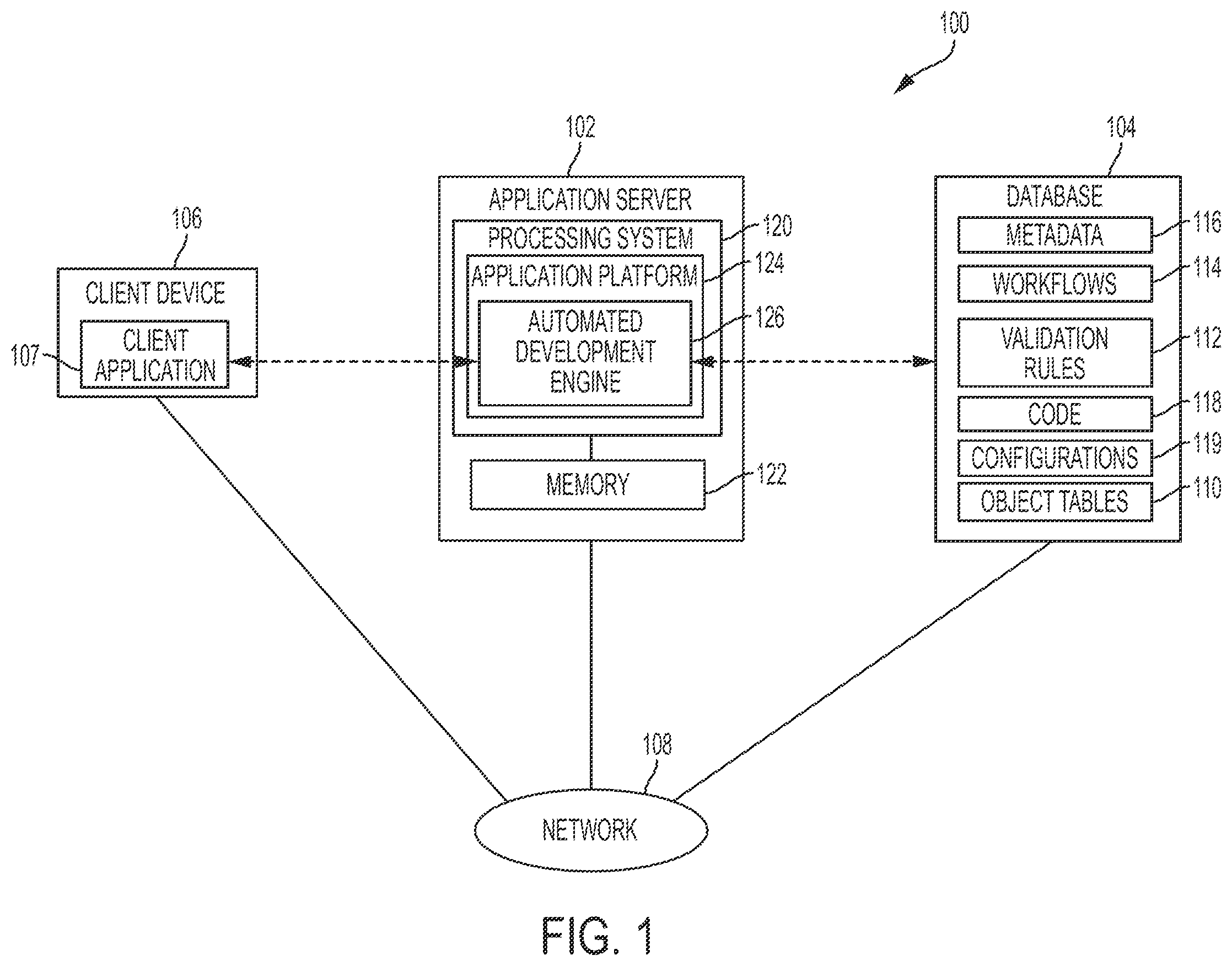 Patent US11847096 — Database systems and methods for automated database modifications — Figure 1