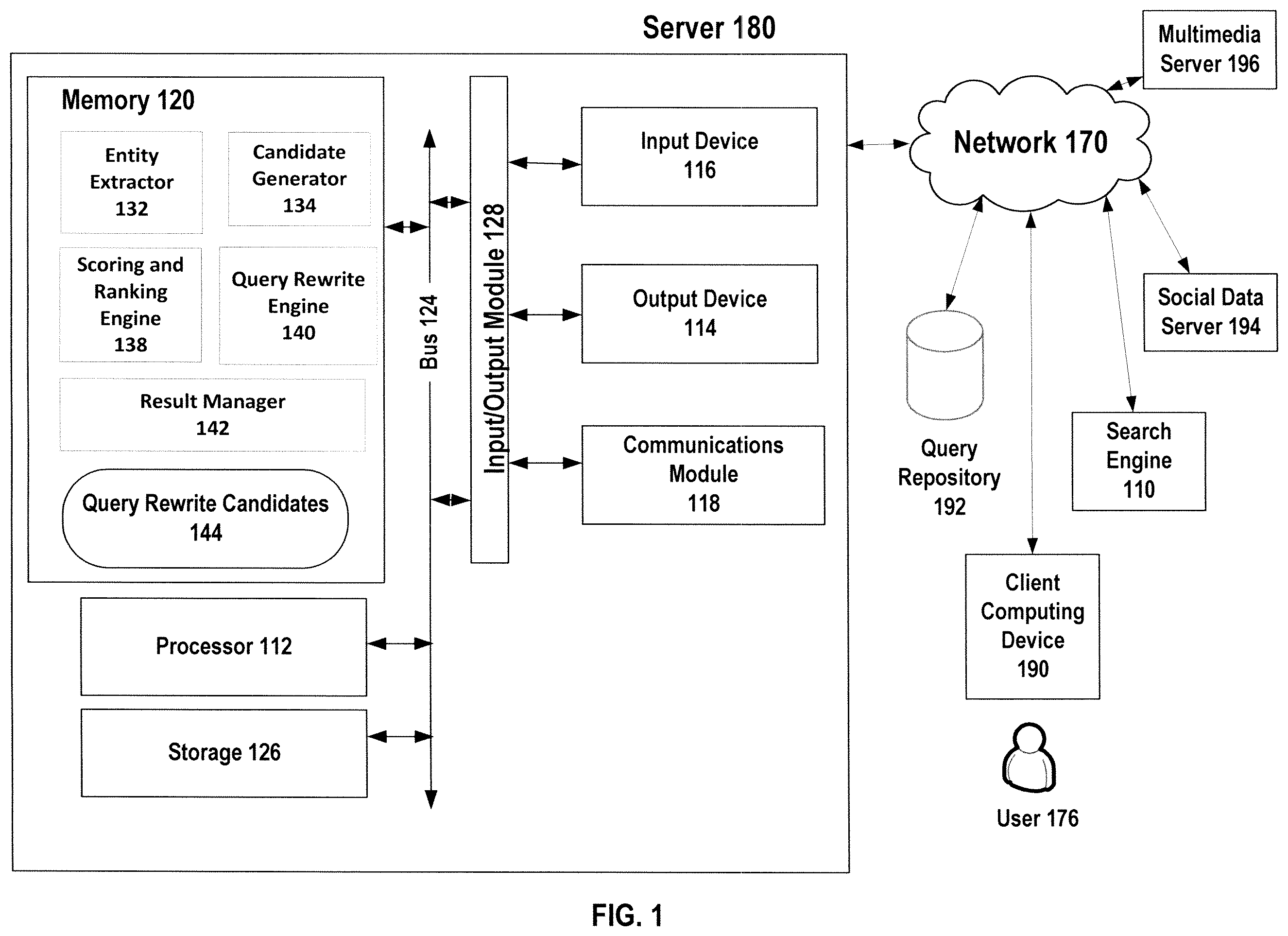 Patent US11847124 — Contextual search on multimedia content — Figure 1