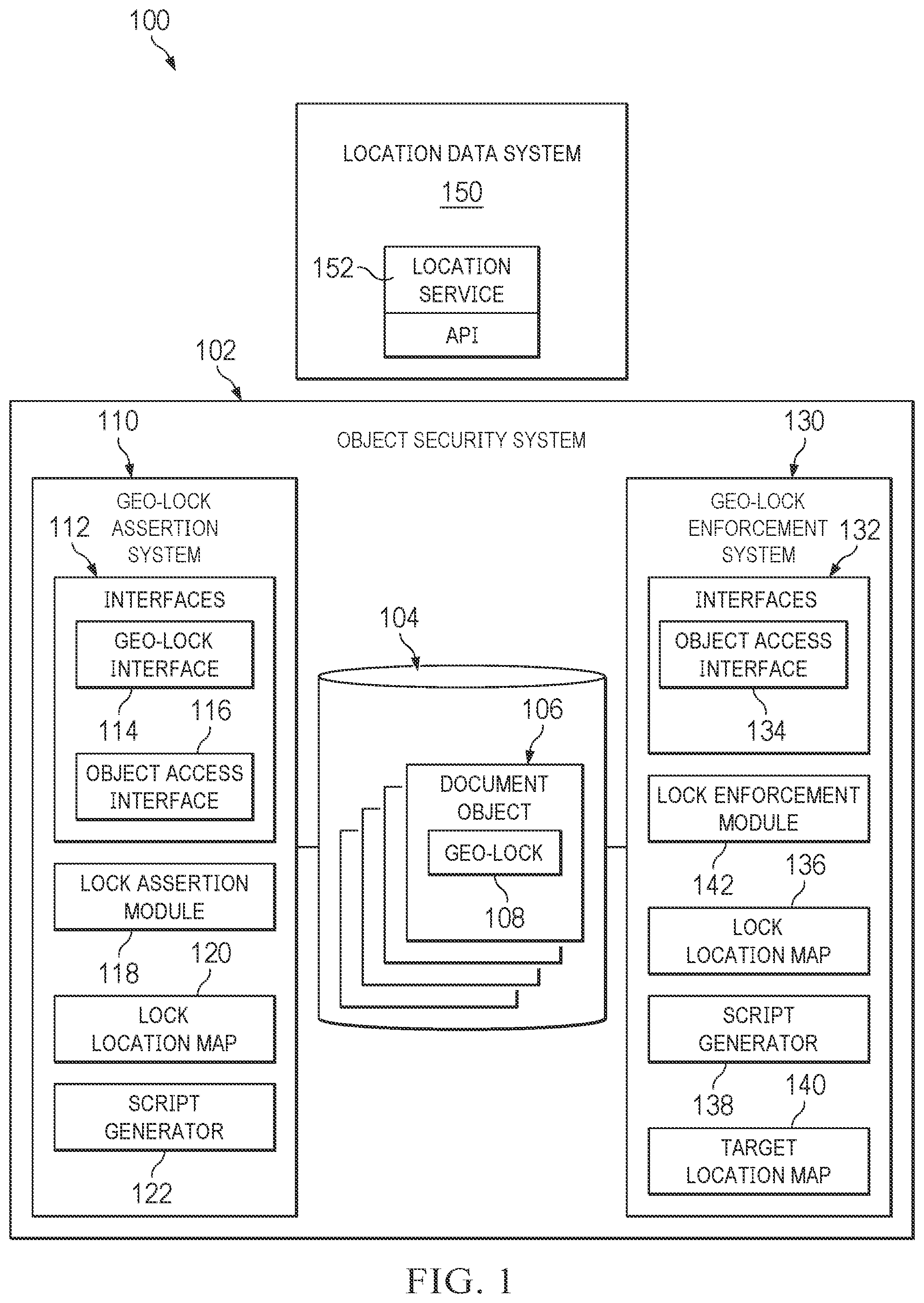 Patent US11847174 — System and method for geo-locked documents — Figure 1