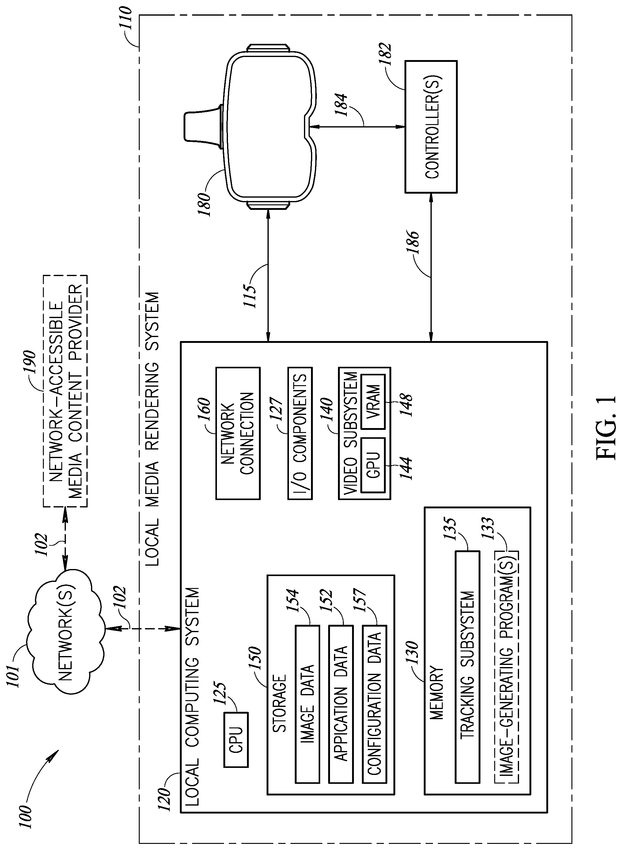Patent US11847257 — Position tracking system for head-mounted display systems — Figure 1