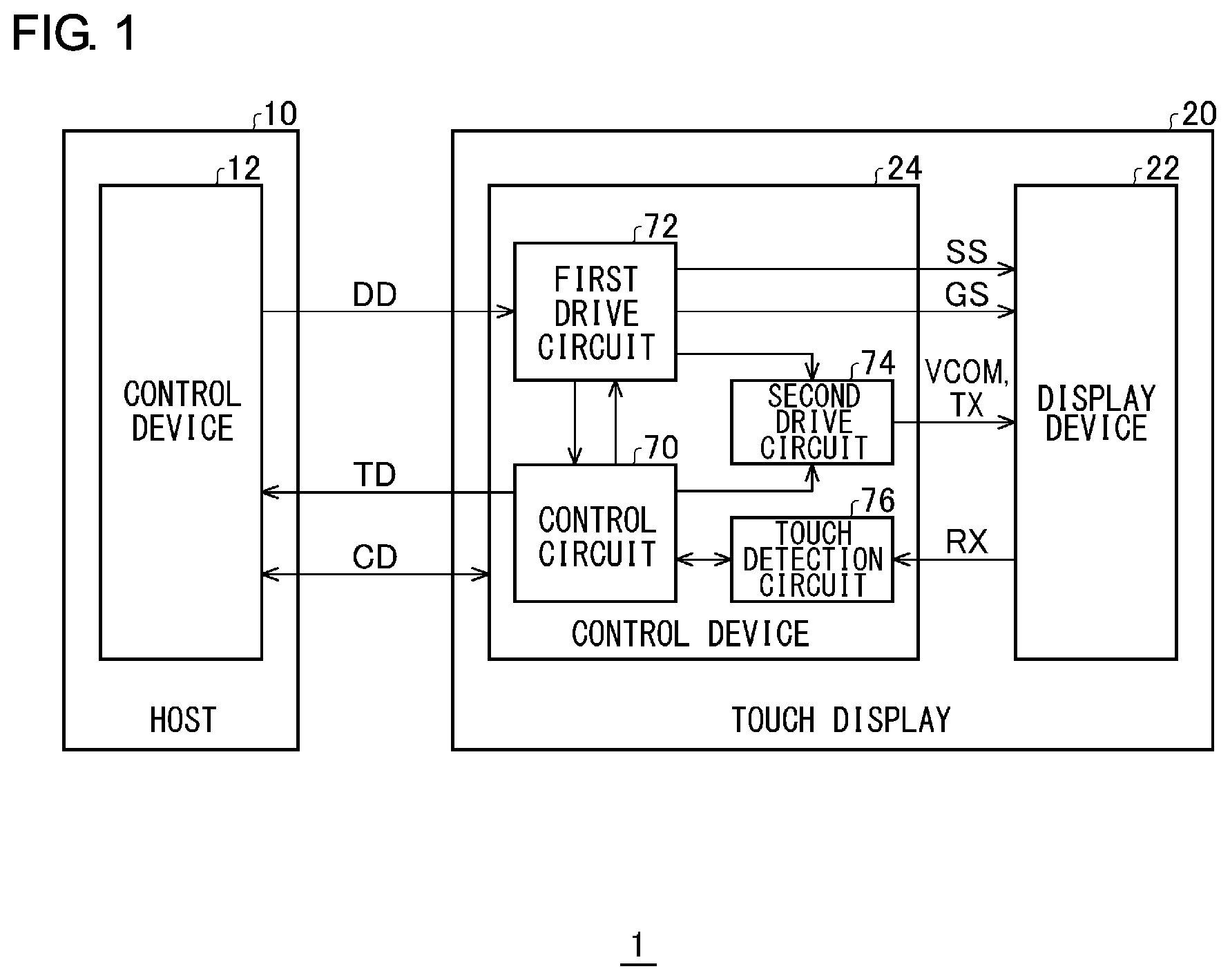 Patent US11847279 Figure 1 – Display system, control device, and control method