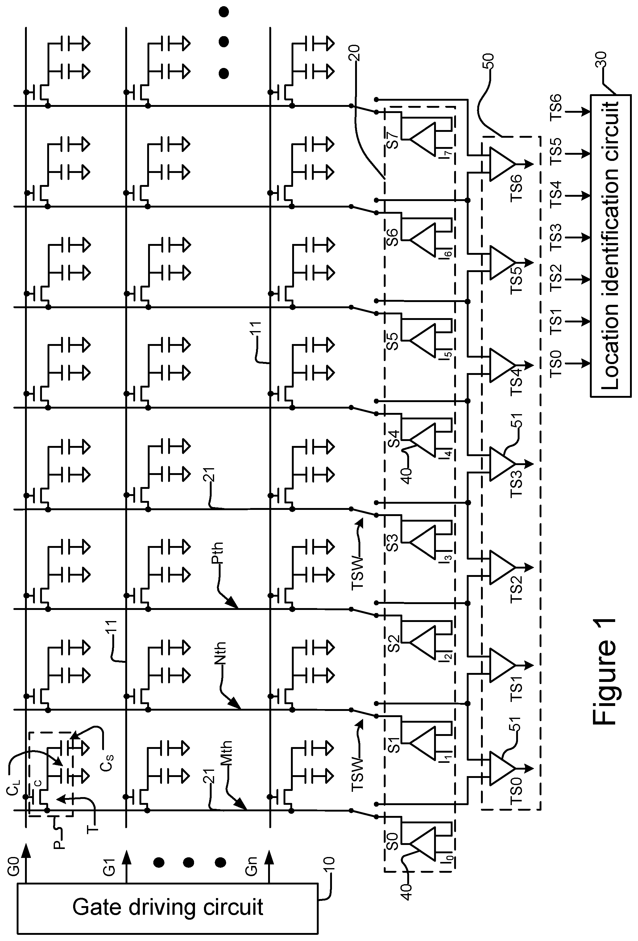Patent US11847280 — Touch panel and touch detection circuit thereof — Figure 1