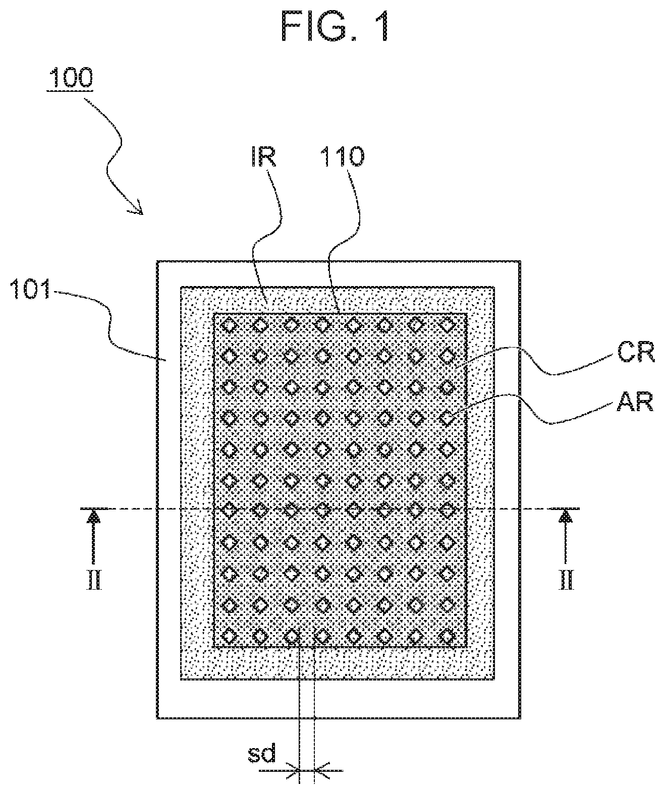 Patent US11847284 — Transparent electrode member, multilayer transparent electrode member, and capacitive sensor — Figure 1