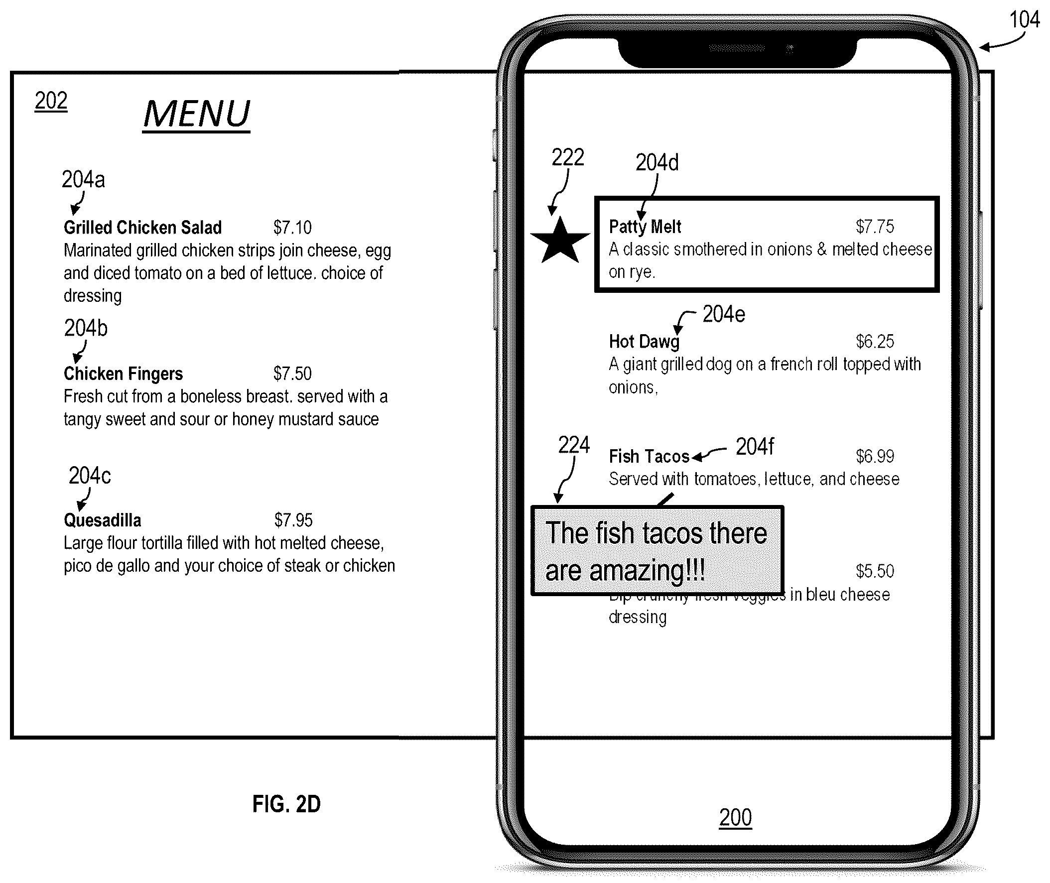 Patent US11847303 Figure 5 – User interface for depicting informational elements for selectable items