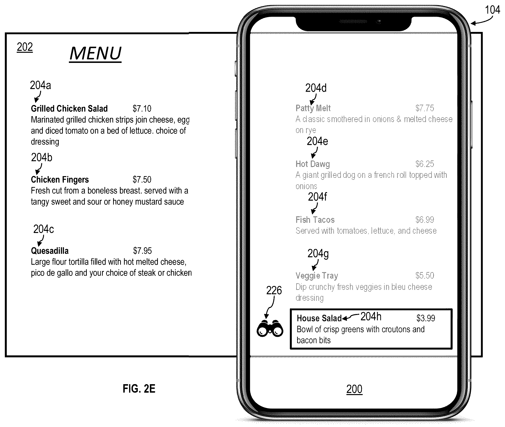 Patent US11847303 Figure 6 – User interface for depicting informational elements for selectable items