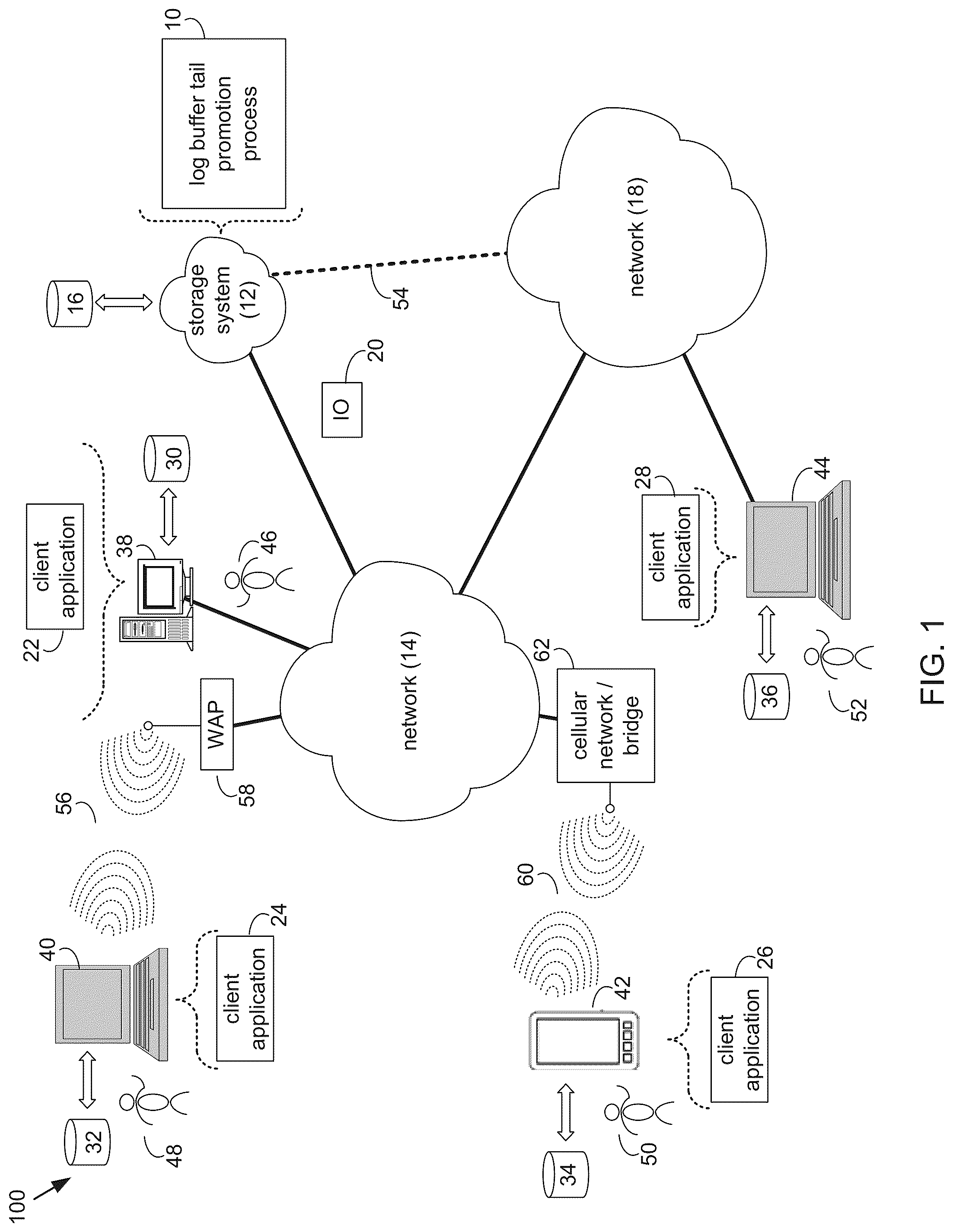 Patent US11847346 — System and method for cooperative tail promotion in a log buffer — Figure 1