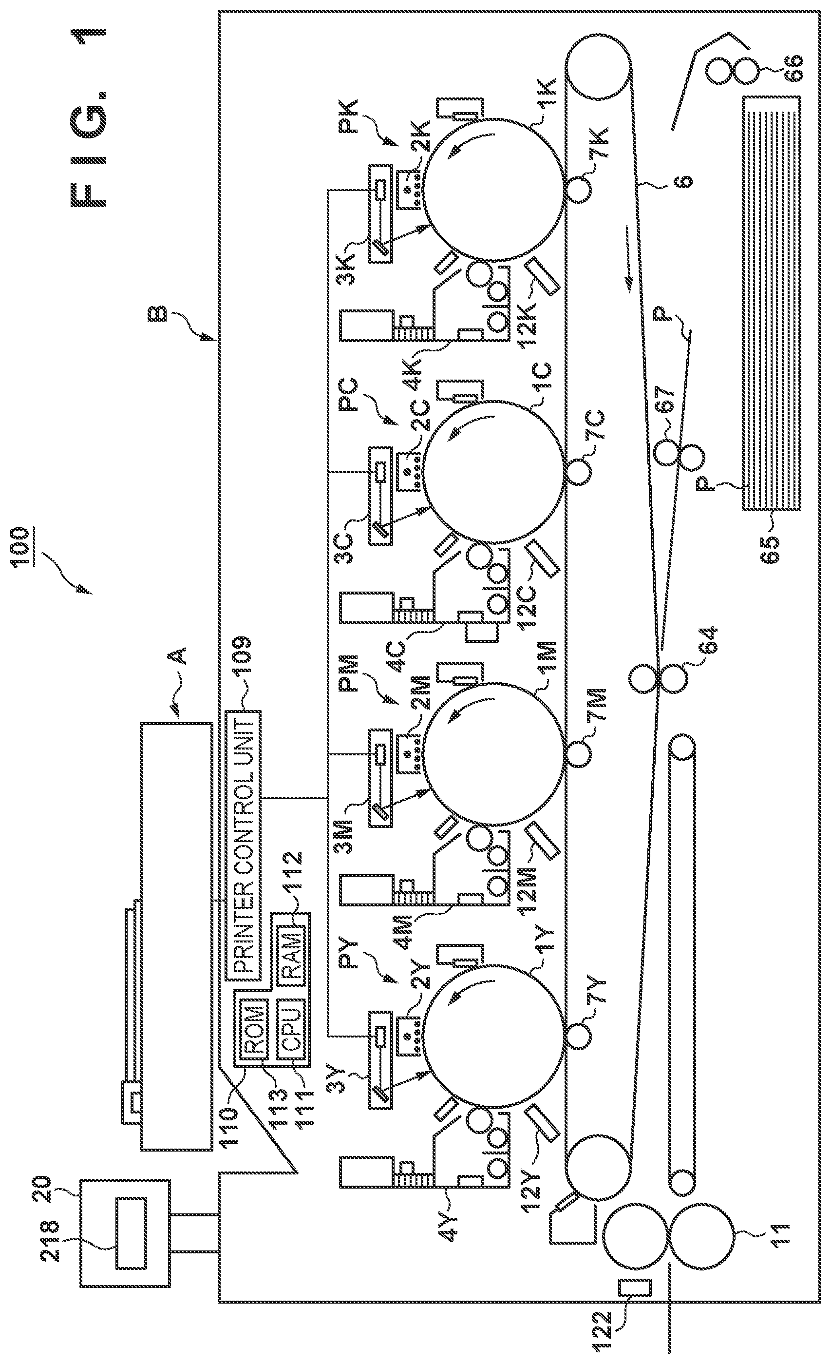 Patent US11847363 — Image forming apparatus that executes calibration — Figure 1