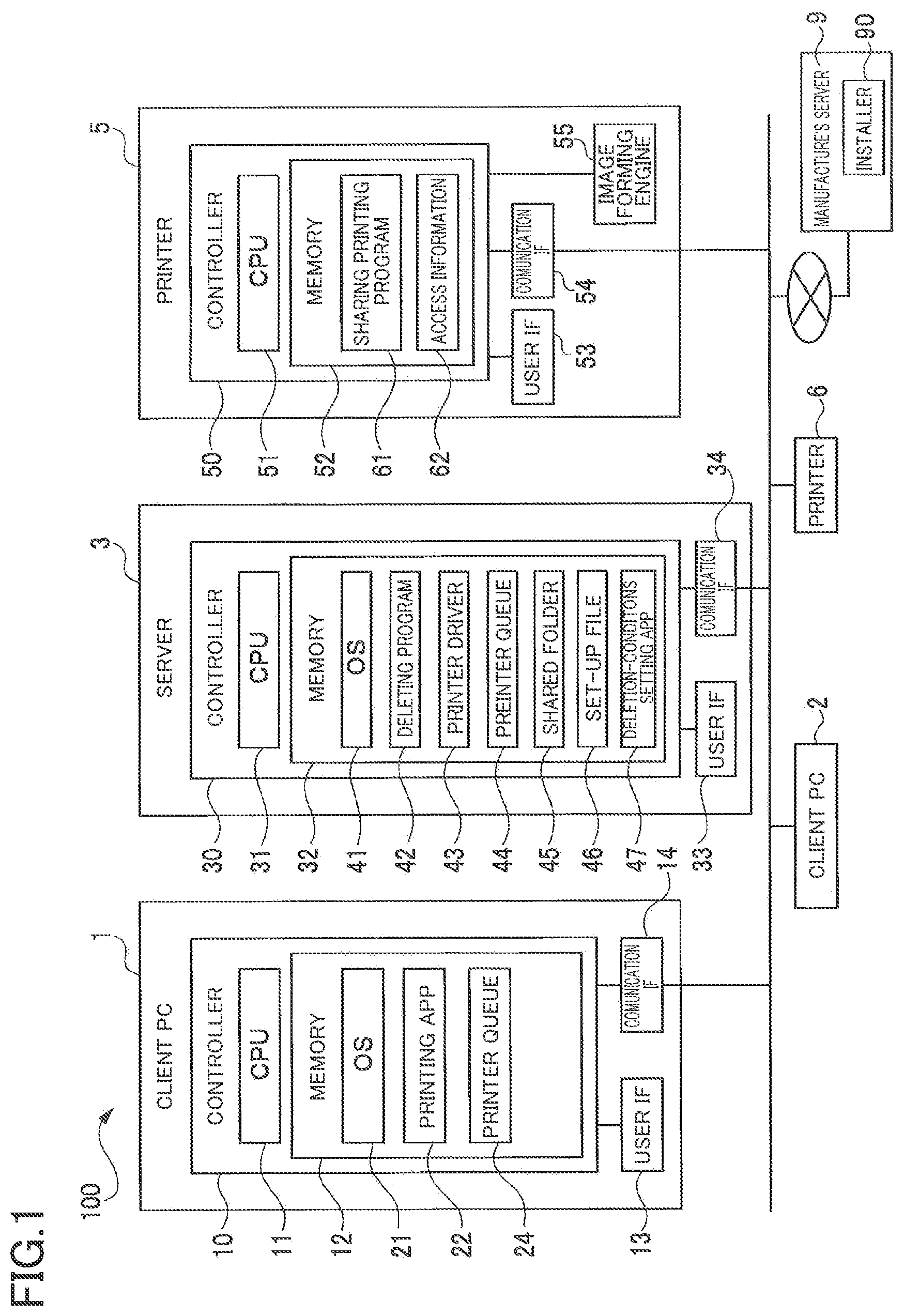 Patent US11847364 — Server and non-transitory storage medium storing instructions executable by information processing apparatus — Figure 1