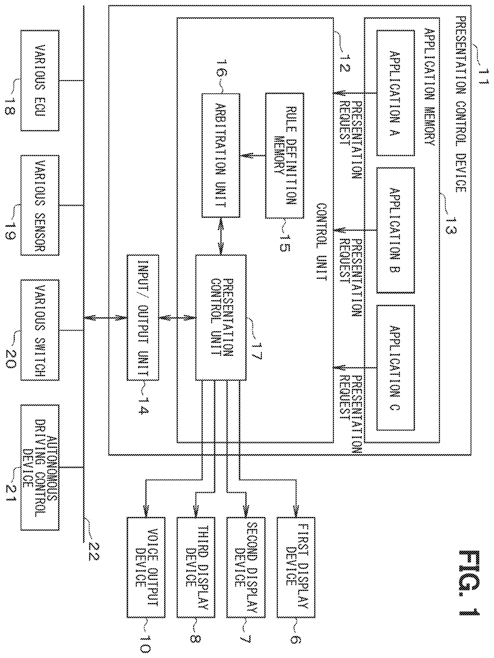 Patent US11847374 — Content presentation control device, presentation control method, and non-transitory computer-readable storage medium — Figure 1