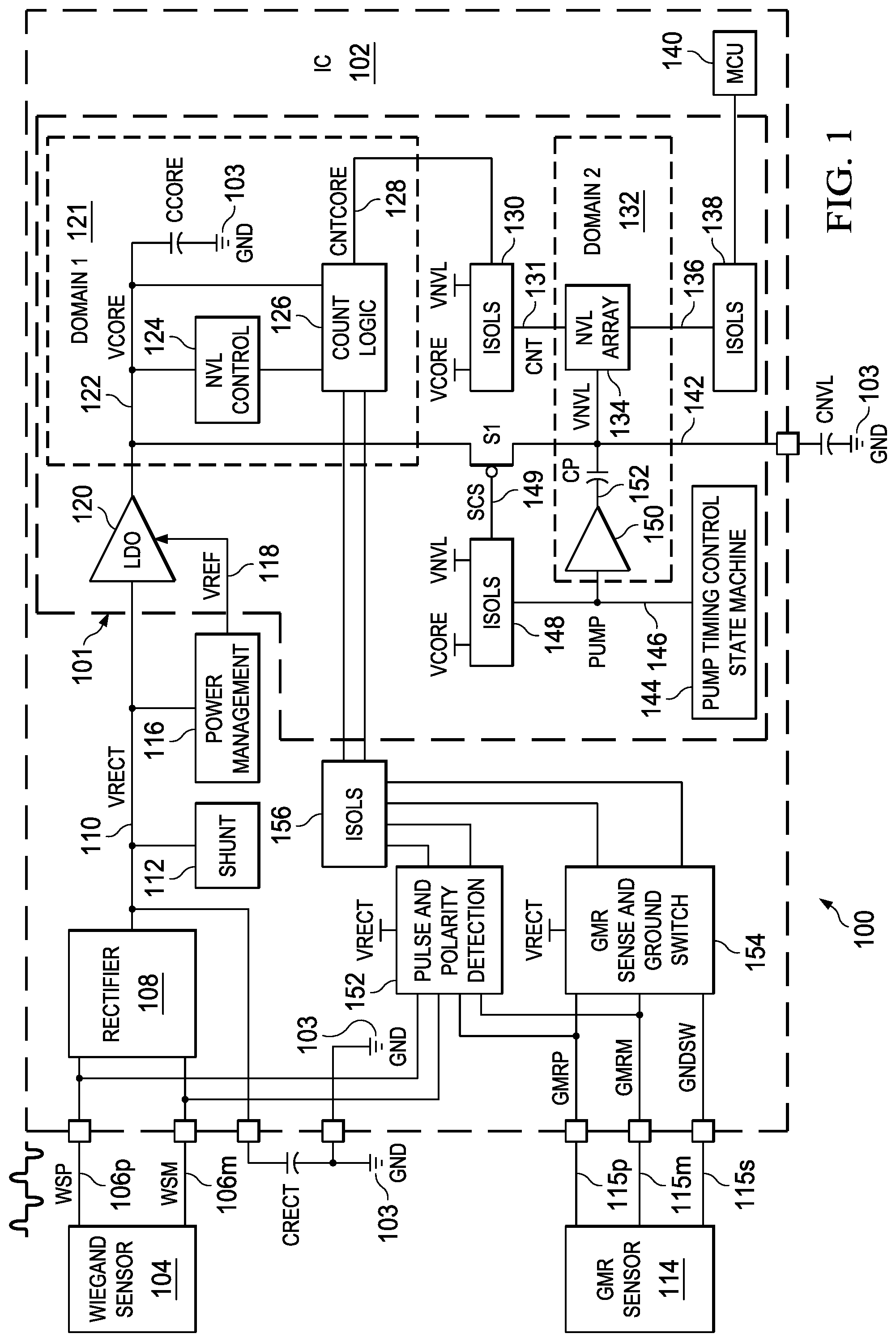 Patent US11847430 — Non-volatile counter system, counter circuit and power management circuit with isolated dynamic boosted supply — Figure 1