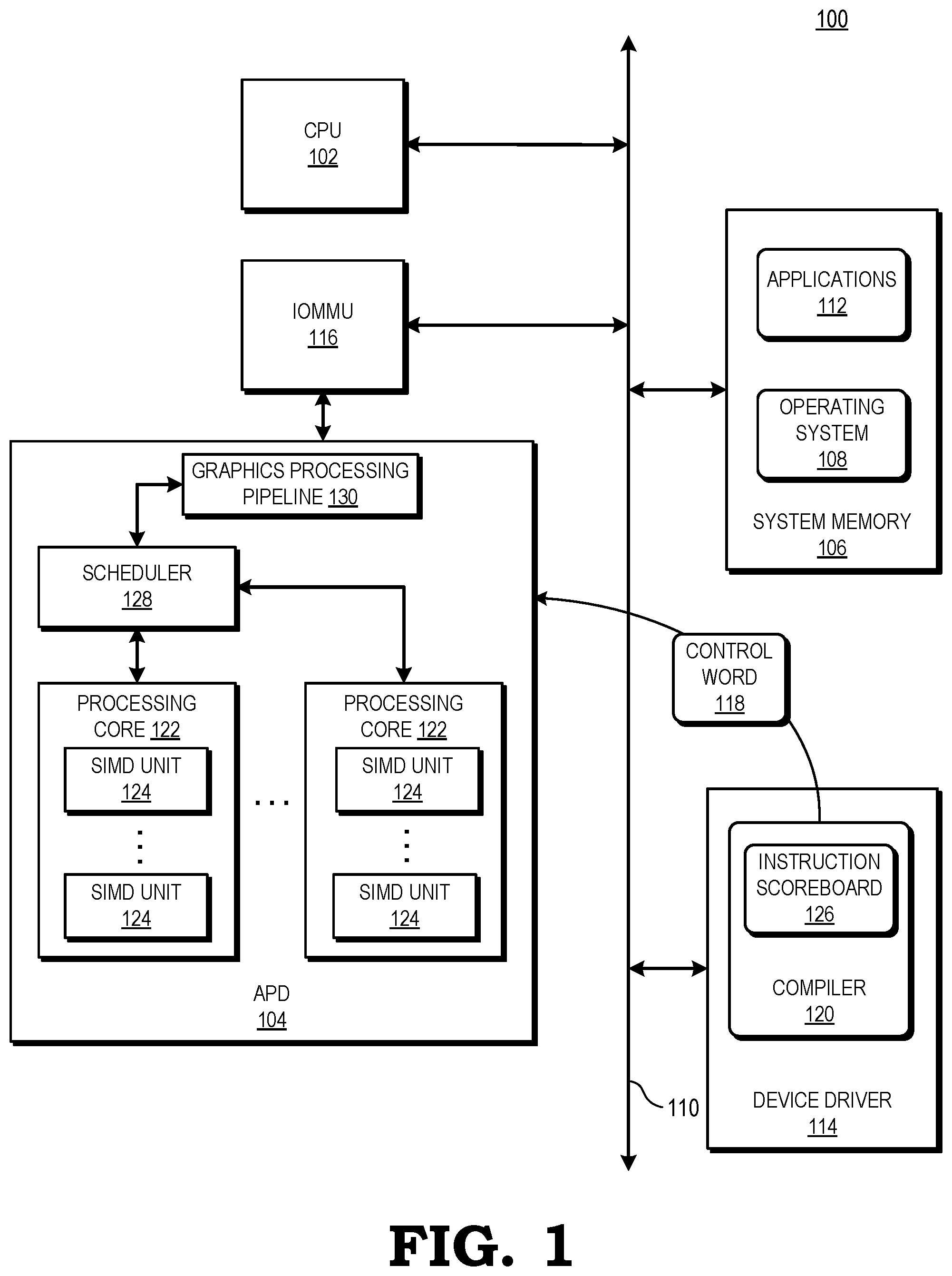 Patent US11847462 — Software-based instruction scoreboard for arithmetic logic units — Figure 1