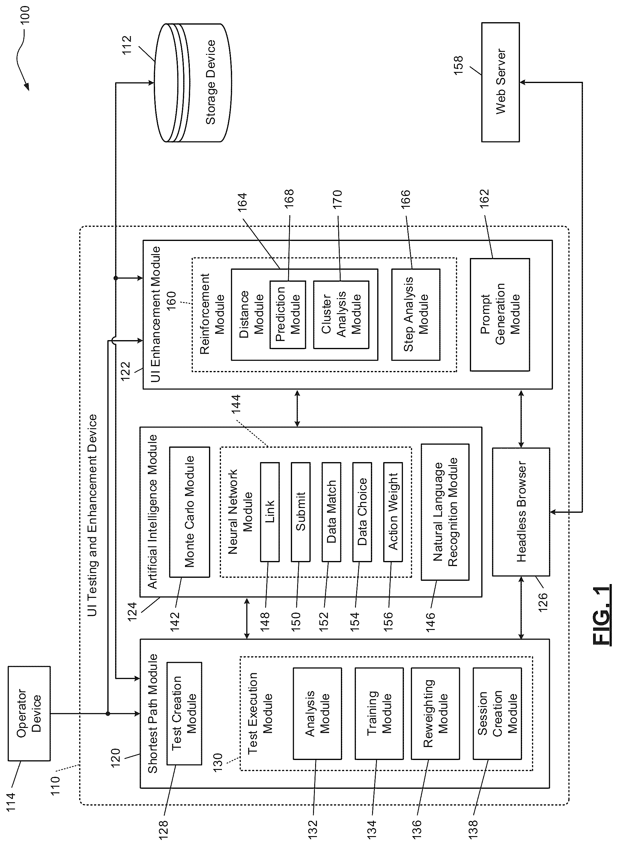 Patent US11847475 — System and method for guiding a user to a goal in a user interface — Figure 1