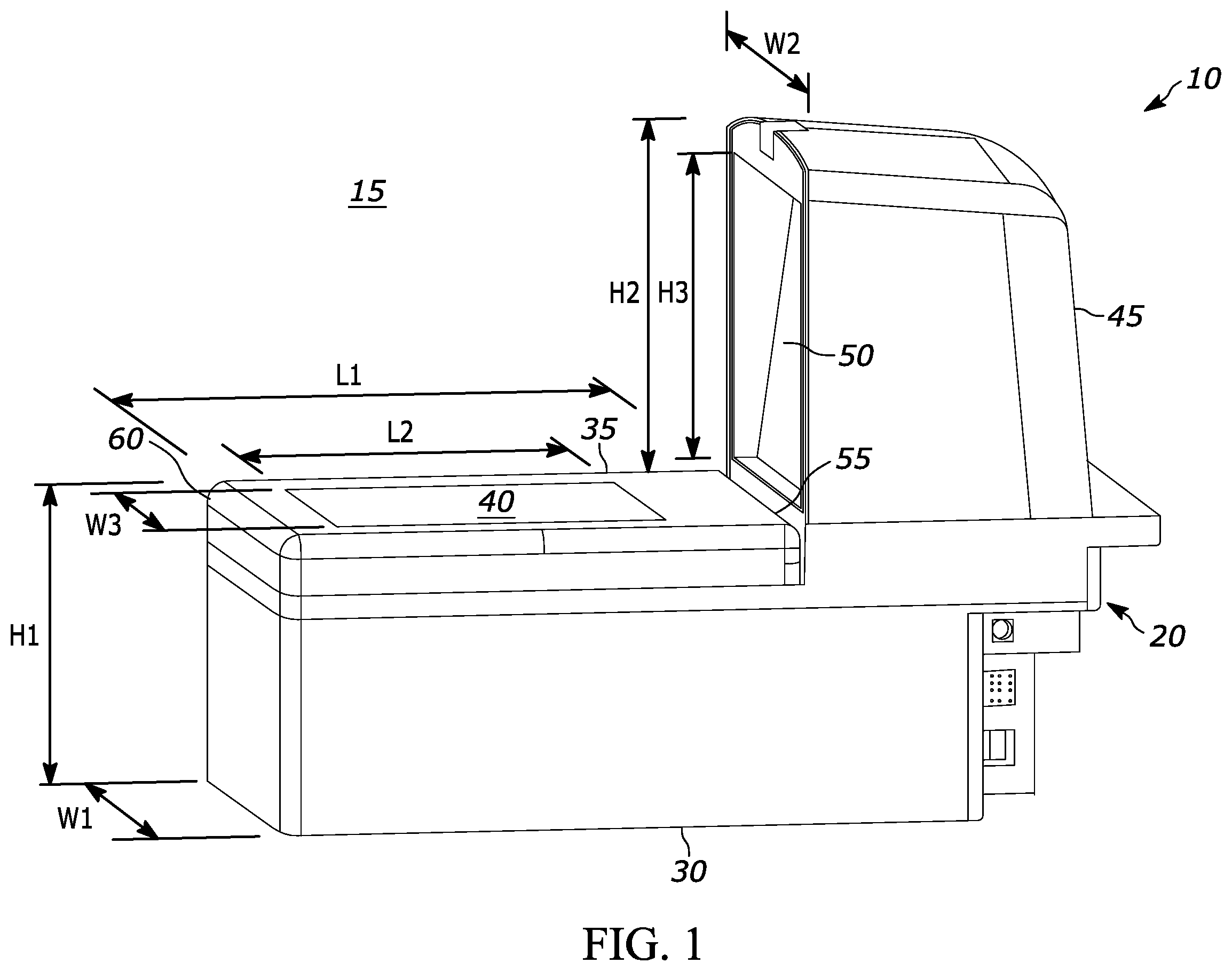 Patent US11847522 — Bioptic barcode readers — Figure 1