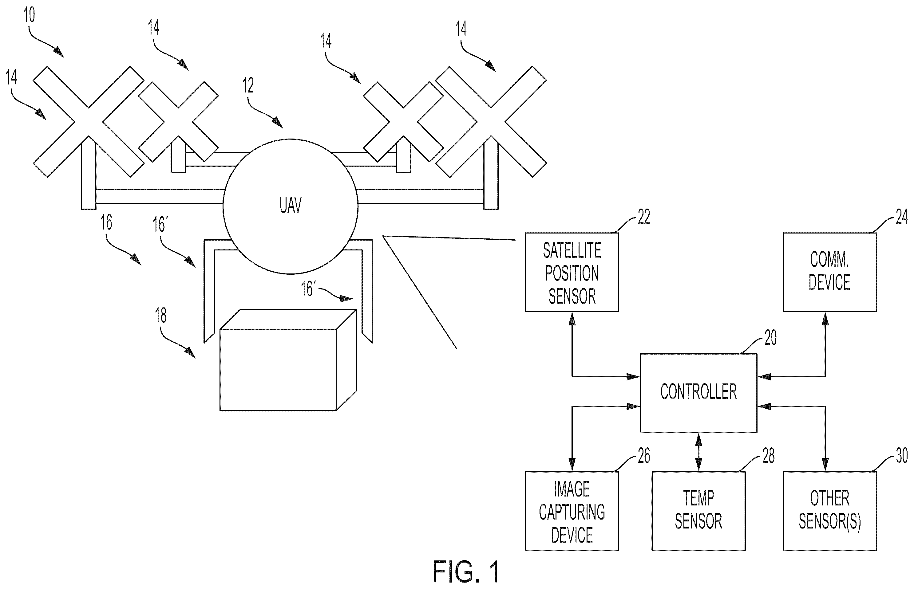 Patent US11847604 — System and method for secure delivery of a medication package using unmanned aerial vehicles — Figure 1