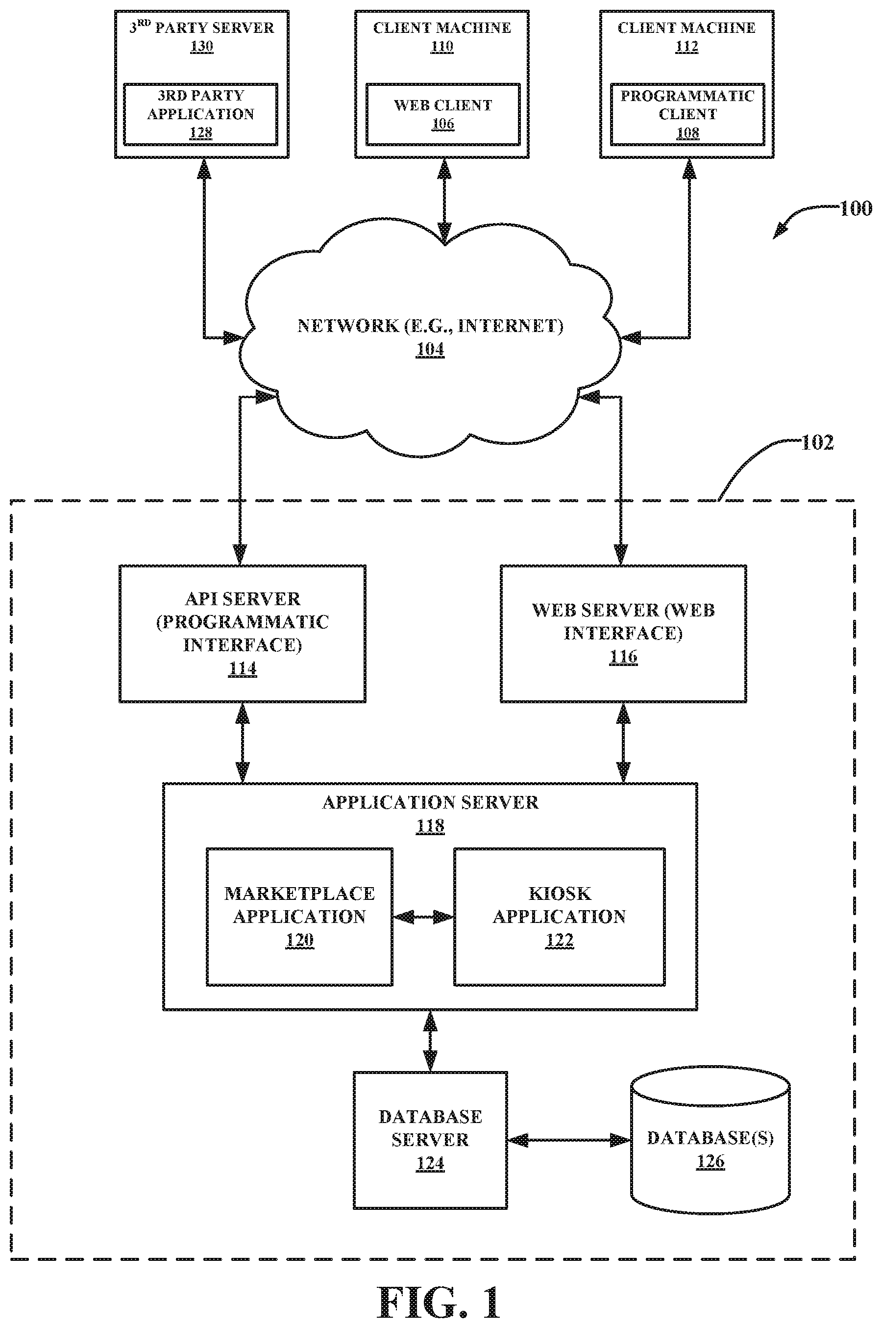 Patent US11847625 — Kiosk for receiving and delivering packages — Figure 1