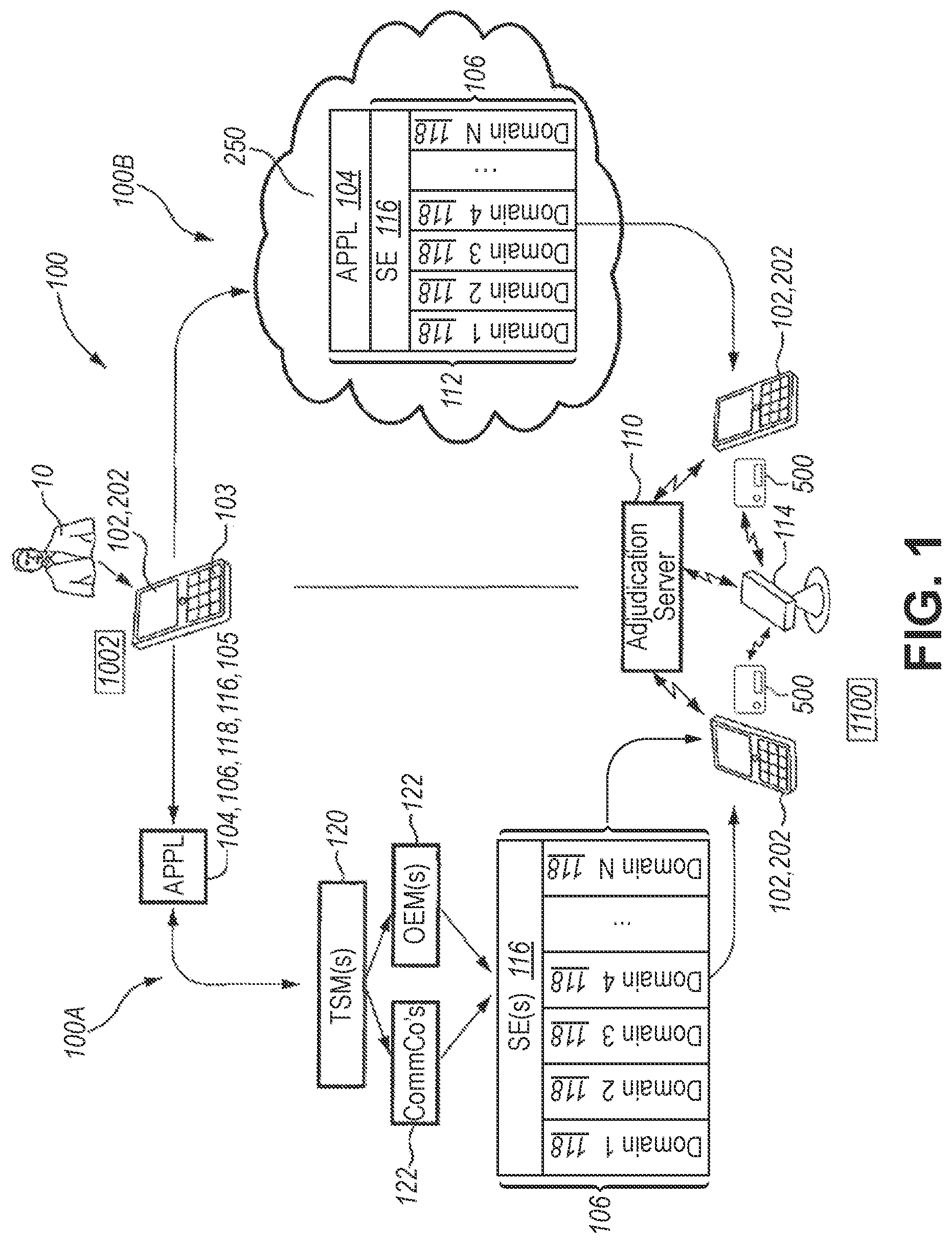 Patent US11847635 — Payment card with secure element and replenishable tokens — Figure 1