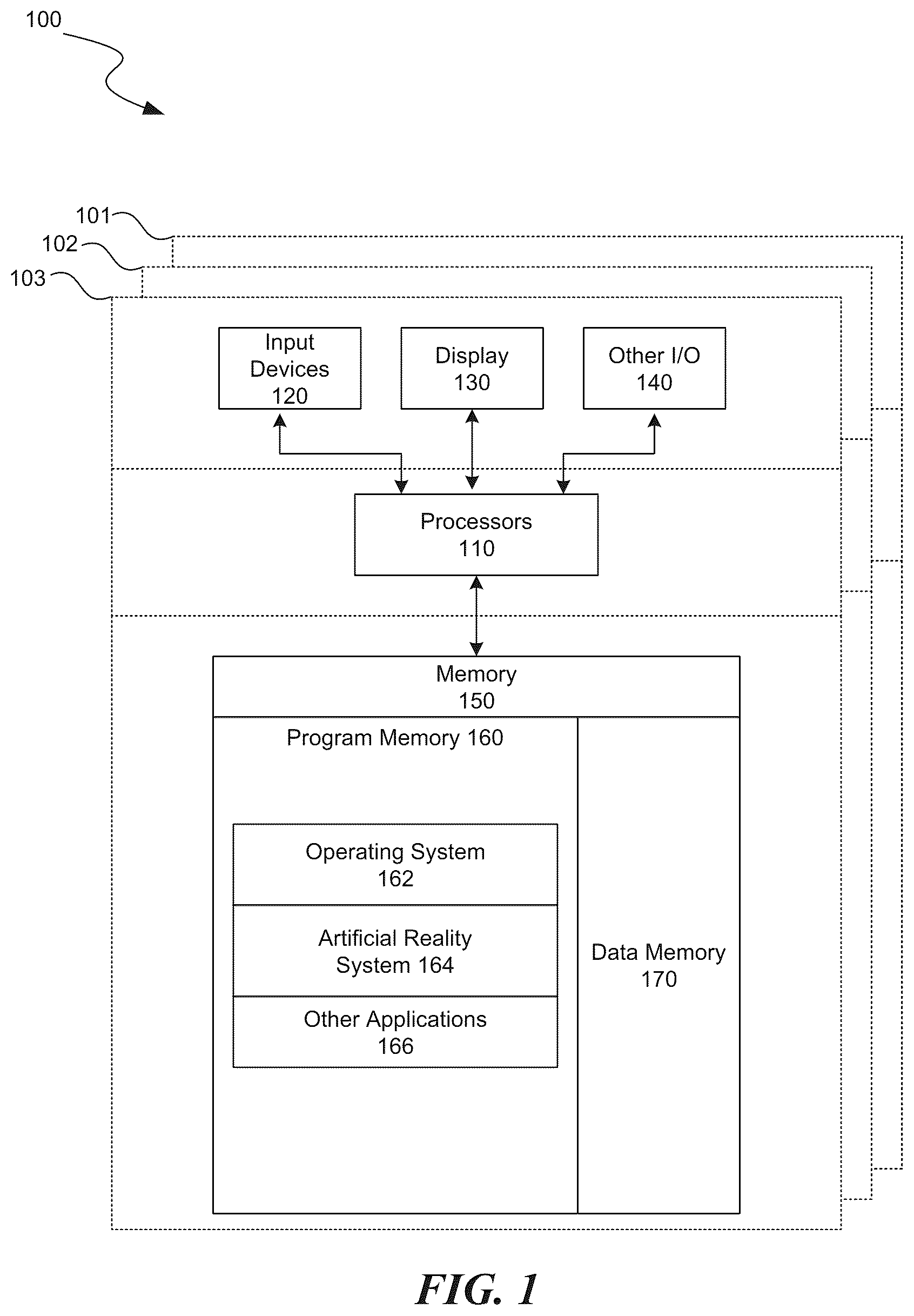 Patent US11847753 Figure 1 – Artificial reality augments and surfaces