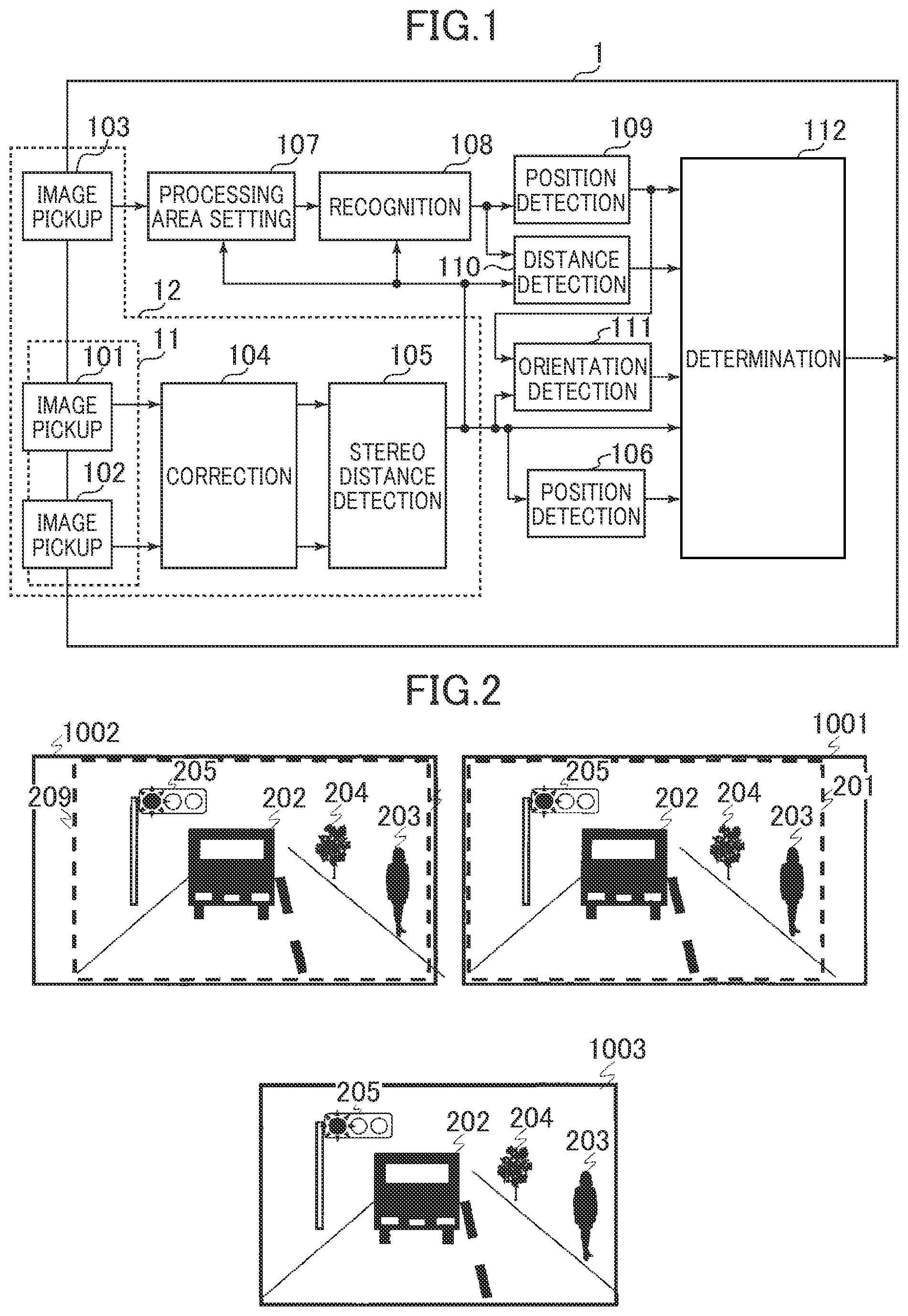 Patent US11847791 — Object position detection device, travel control system, and travel control method — Figure 1