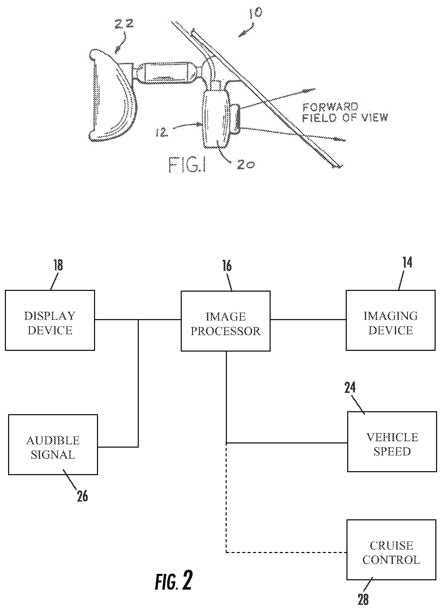 Patent US11847836 — Vehicular control system with road curvature determination — Figure 1