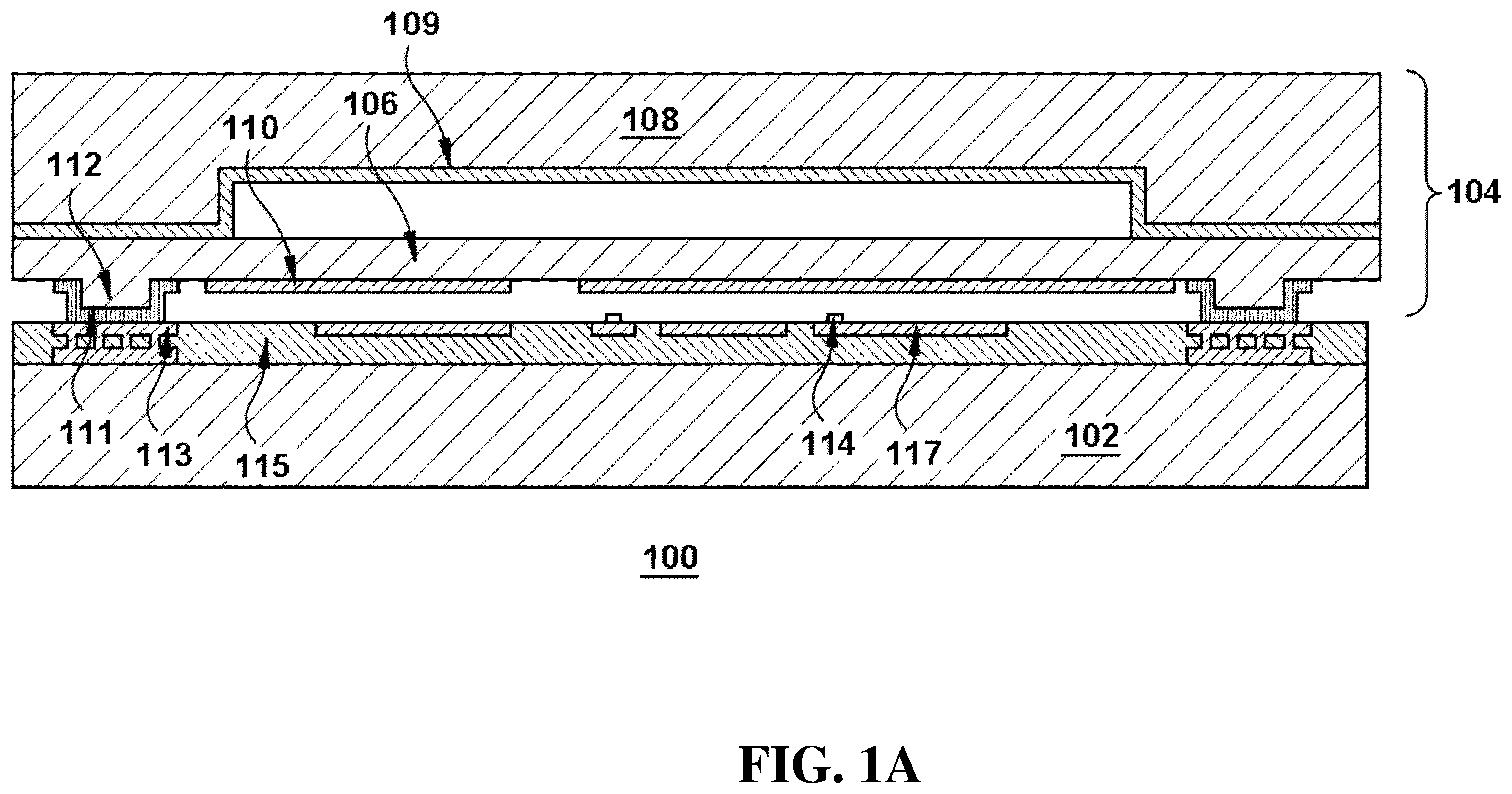 Patent US11847851 — Integrated piezoelectric microelectromechanical ultrasound transducer (PMUT) on integrated circuit (IC) for fingerprint sensing — Figure 1