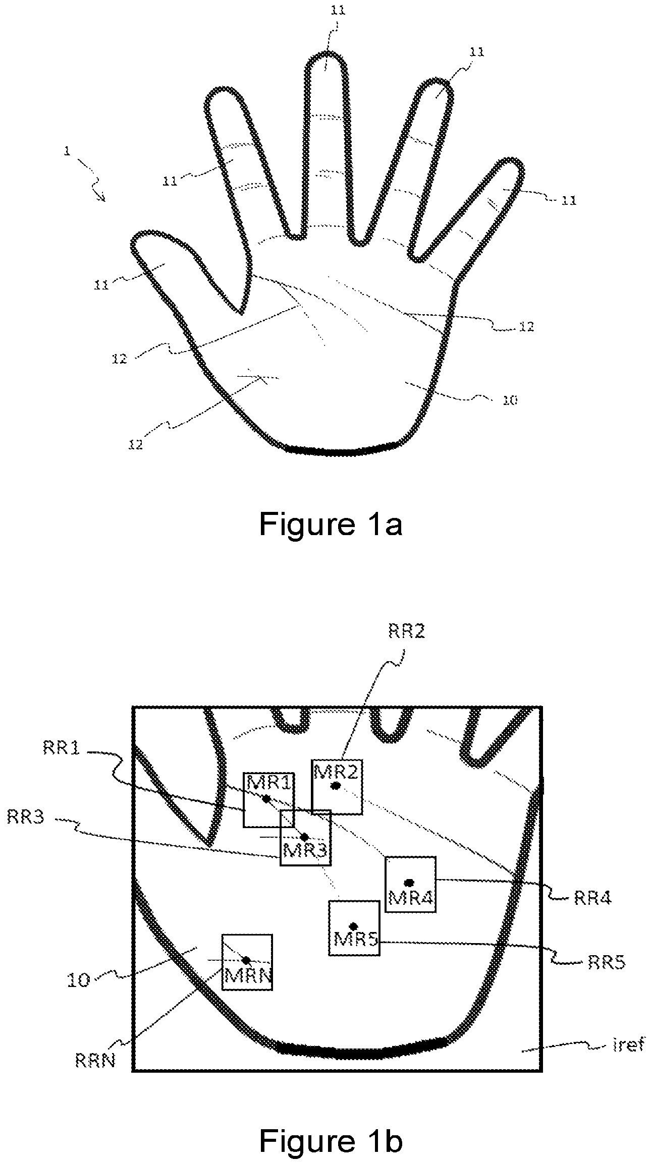 Patent US11847856 — Method for matching an image of a palm of an individual with at least one image from a plurality of reference palm images — Figure 1