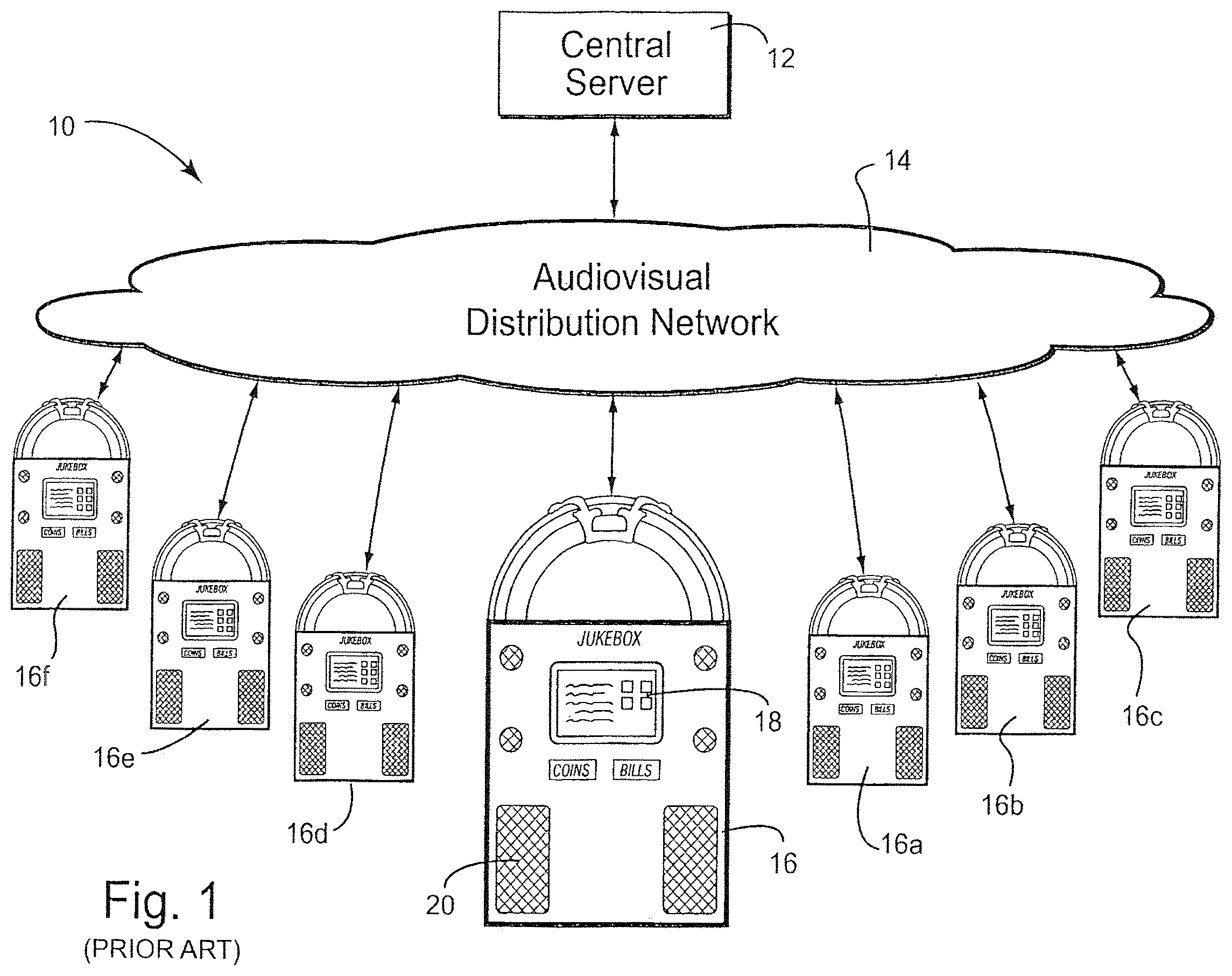 Patent US11847882 — Digital downloading jukebox with enhanced communication features — Figure 1