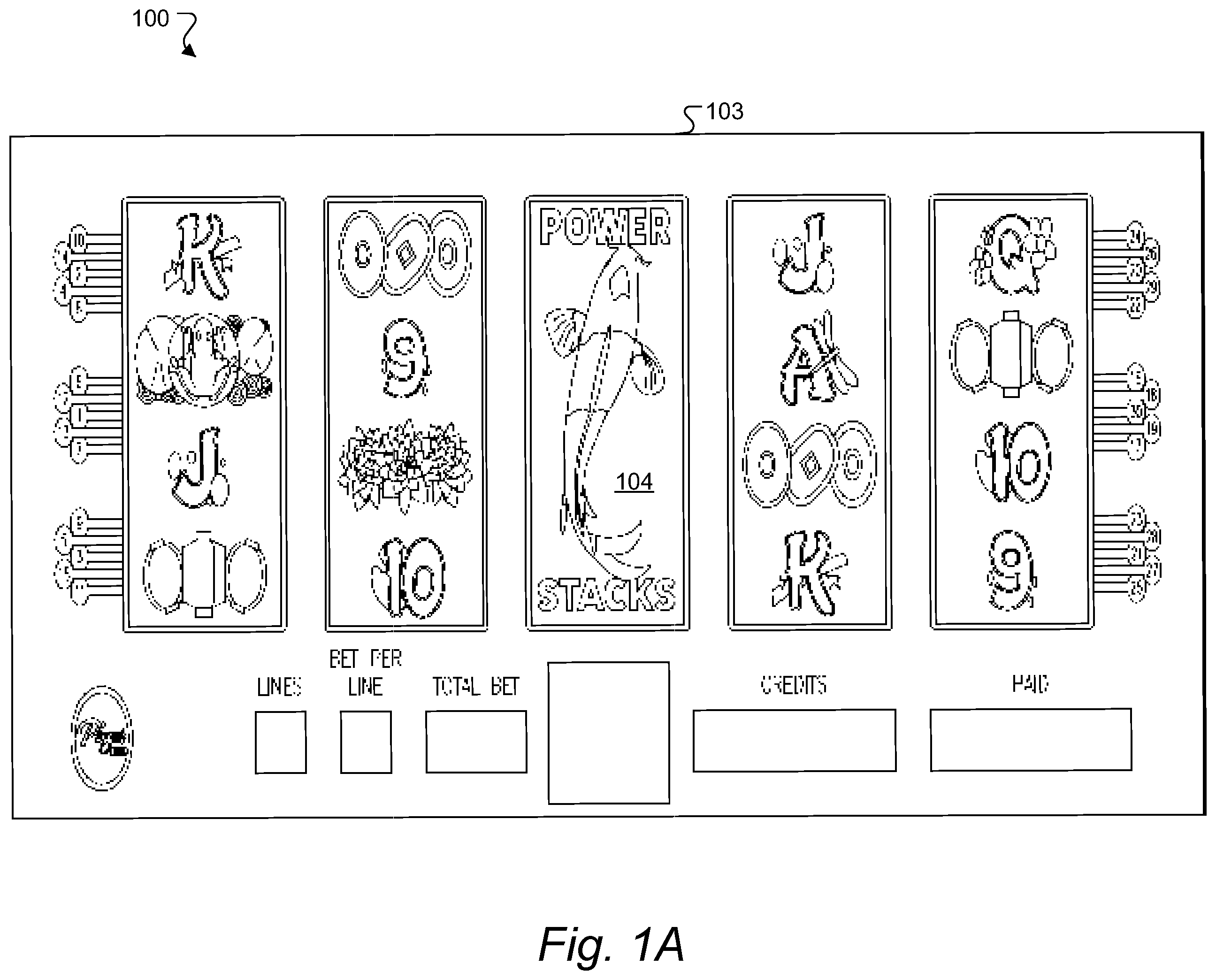 Patent US11847884 — Wagering game, gaming machine, networked gaming system and method with nudging re-spinning stacked wilds — Figure 1