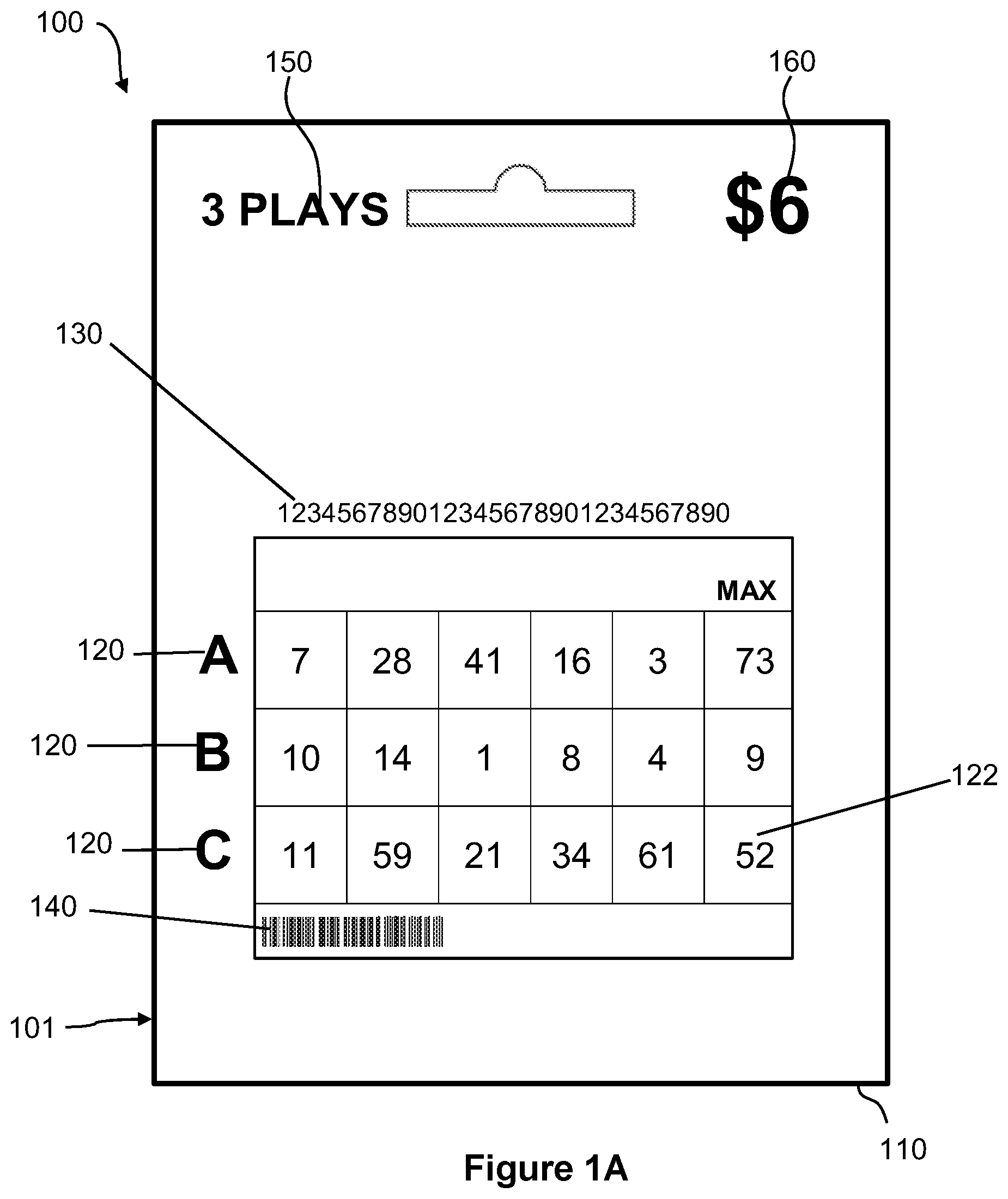 Patent US11847895 — Pre-printed and pre-selected lottery tickets for point-of-sale purchase — Figure 1