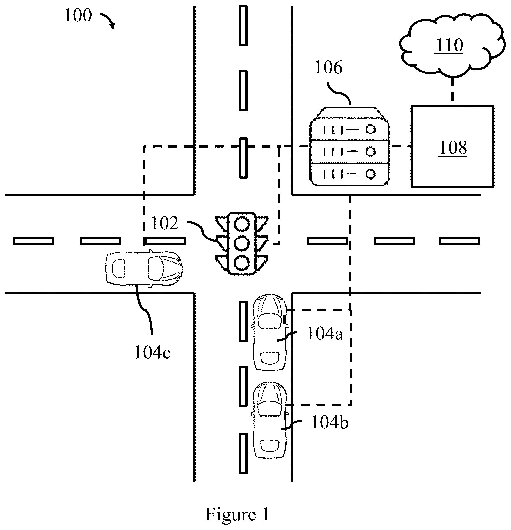 Patent US11847908 — Data processing for connected and autonomous vehicles — Figure 1