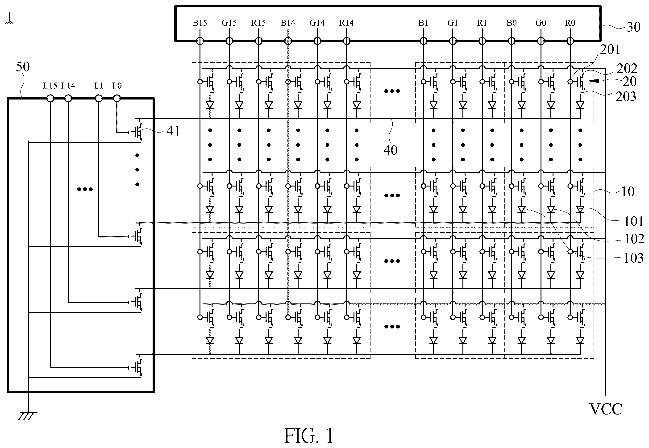 Patent US11847962 — Active mini LED display and driving method thereof — Figure 1