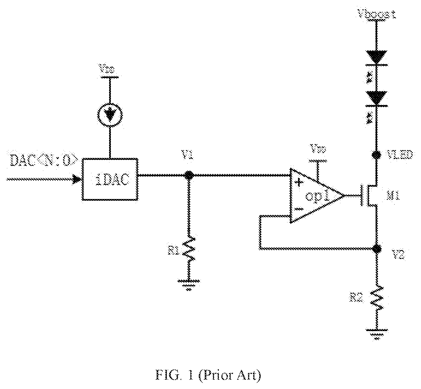 Patent US11847982 Figure 1 – Backlight LED driver circuit with current regulating function