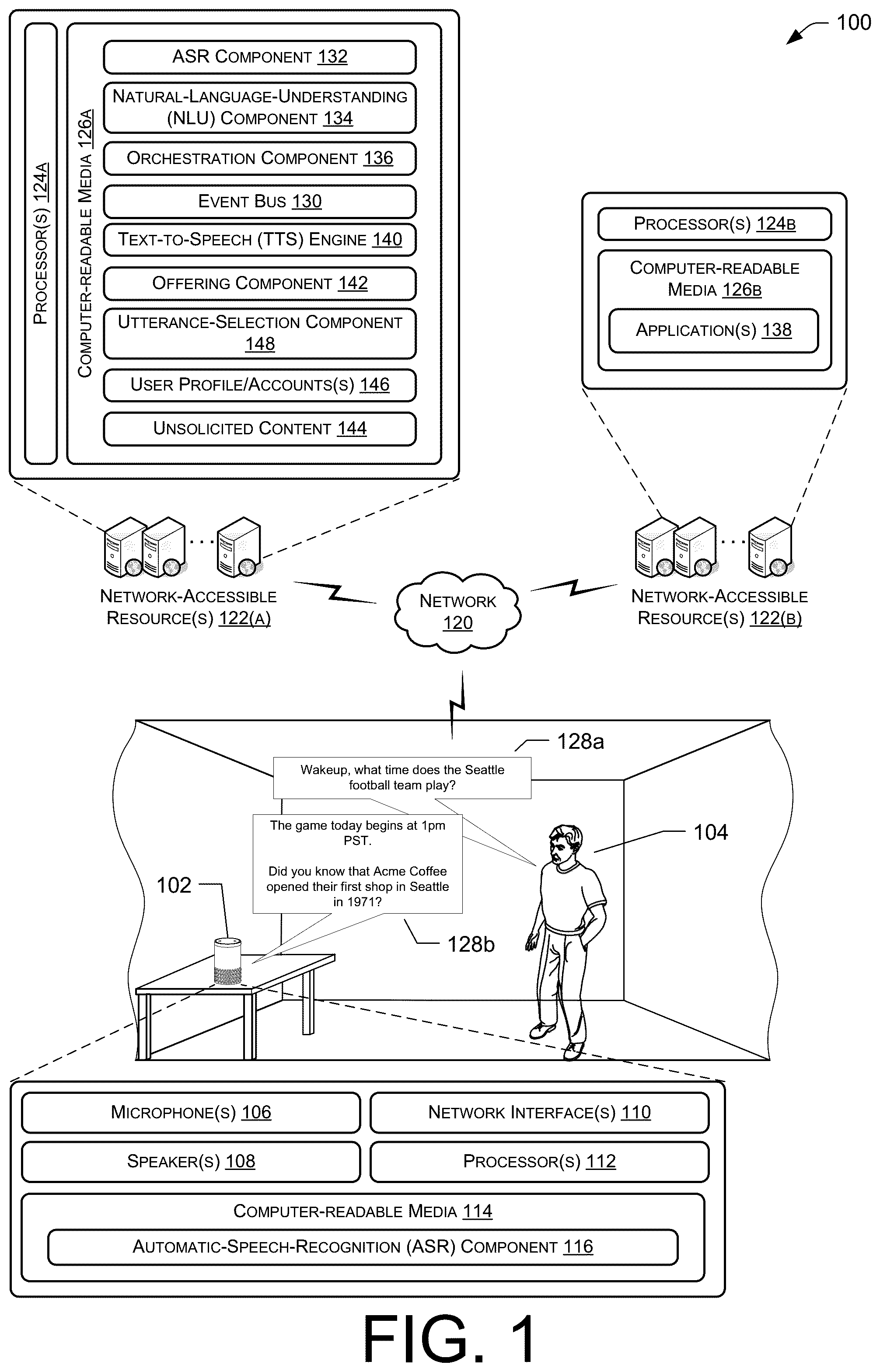 Patent US11854040 — Responding with unresponsive content — Figure 1