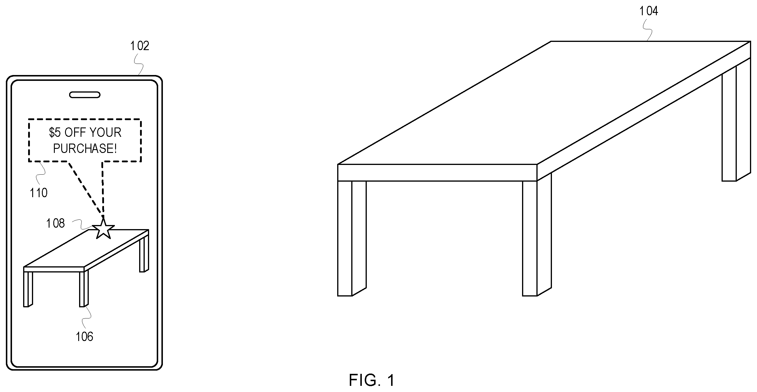 Patent US11854046 Figure 1 – Systems and methods for presenting augmented reality promotion indicators