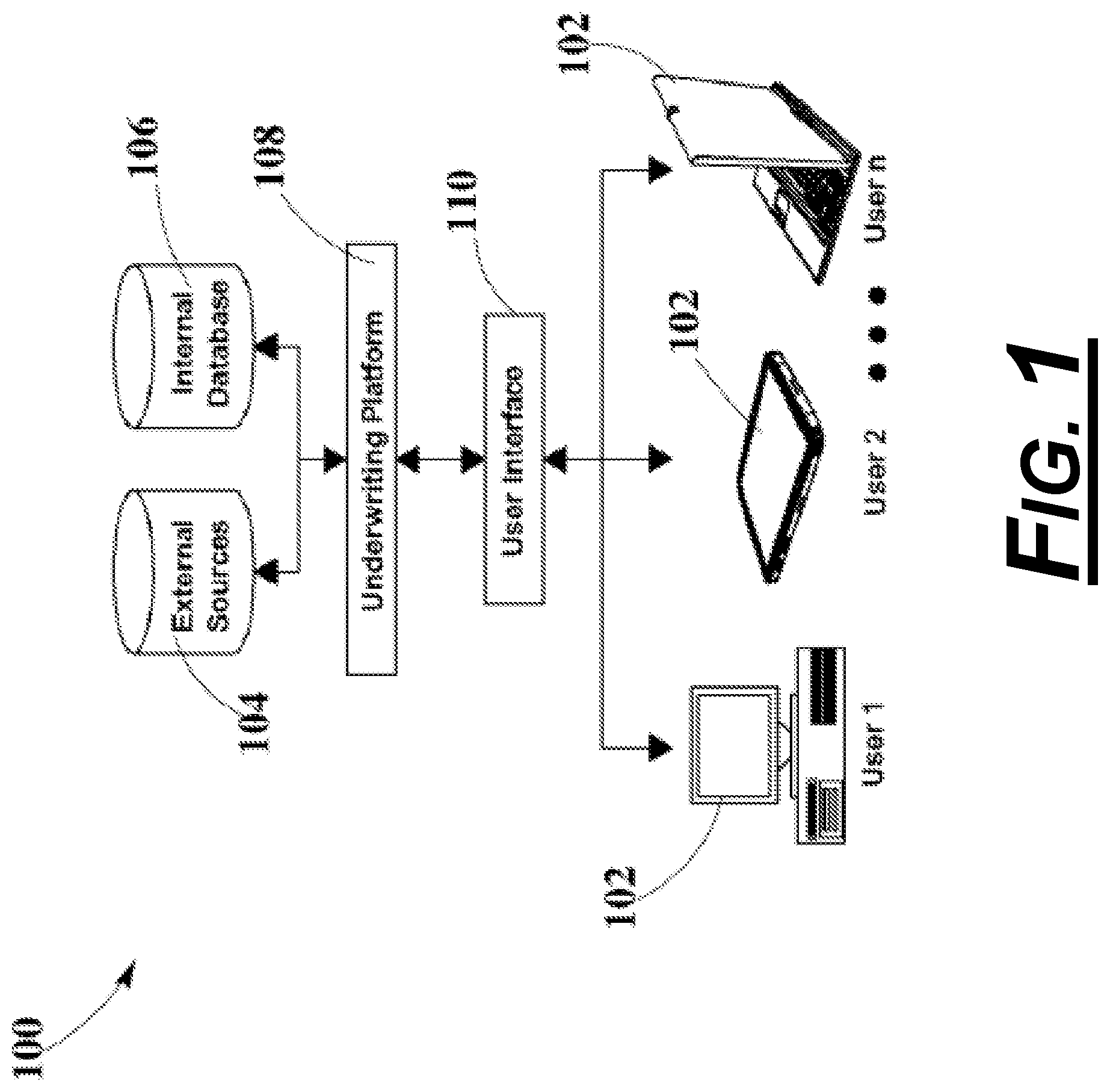 Patent US11854088 — Methods and systems for improving the underwriting process — Figure 1