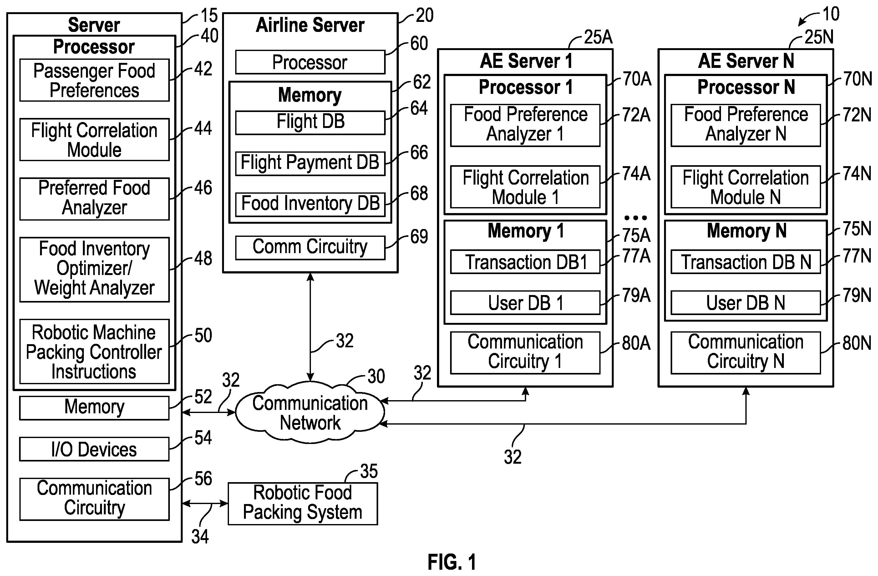 Patent US11854099 — Computer-based method and system for managing a food inventory of a flight — Figure 1