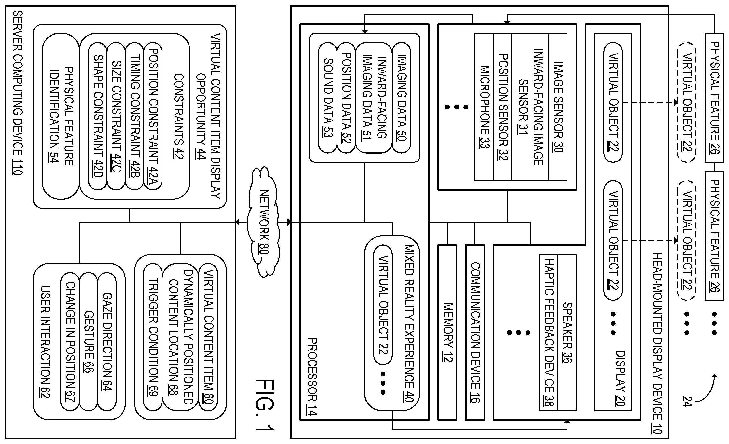 Patent US11854148 — Virtual content display opportunity in mixed reality — Figure 1