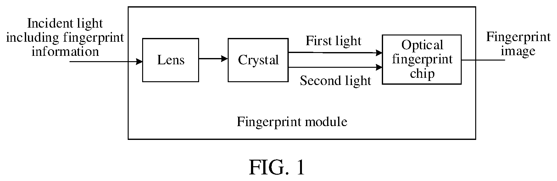 Patent US11854300 Figure 1 – Fingerprint module, fingerprint recognition system, and electronic device
