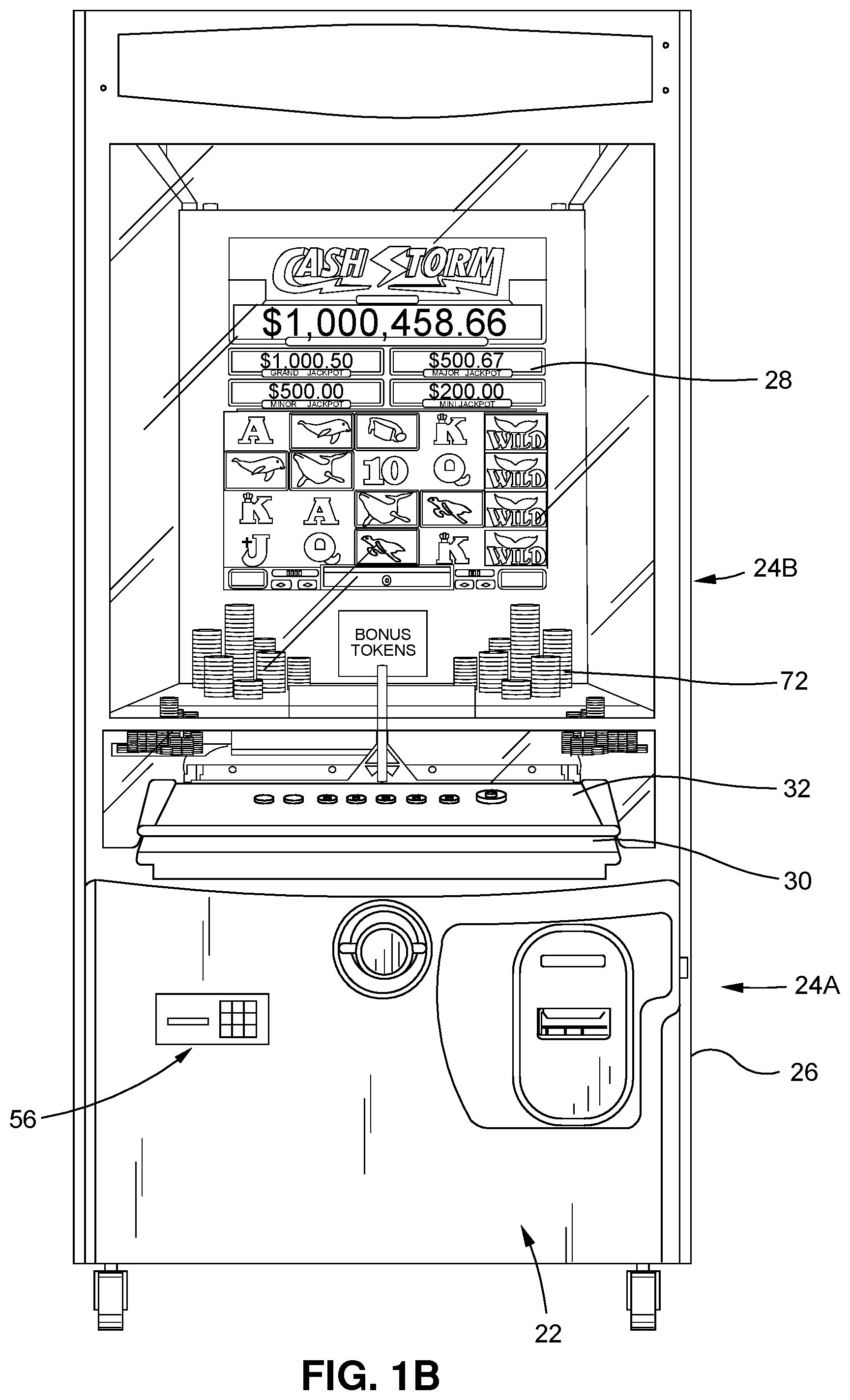 Patent US11854339 Figure 2 – Dual wagering game and amusement-style gaming unit