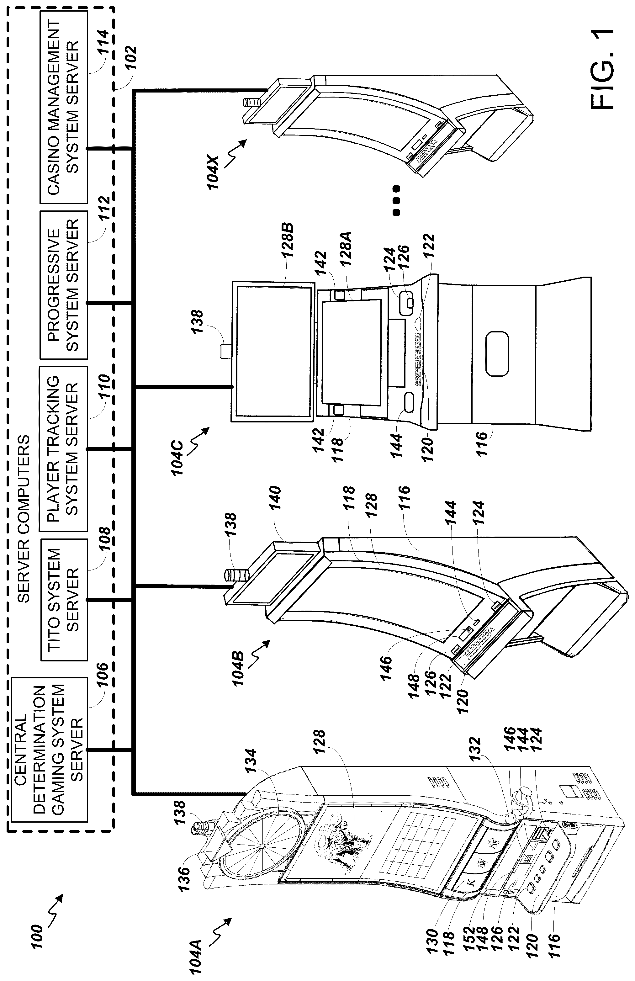 Patent US11854345 — Systems and methods for supplementing a wagering game — Figure 1