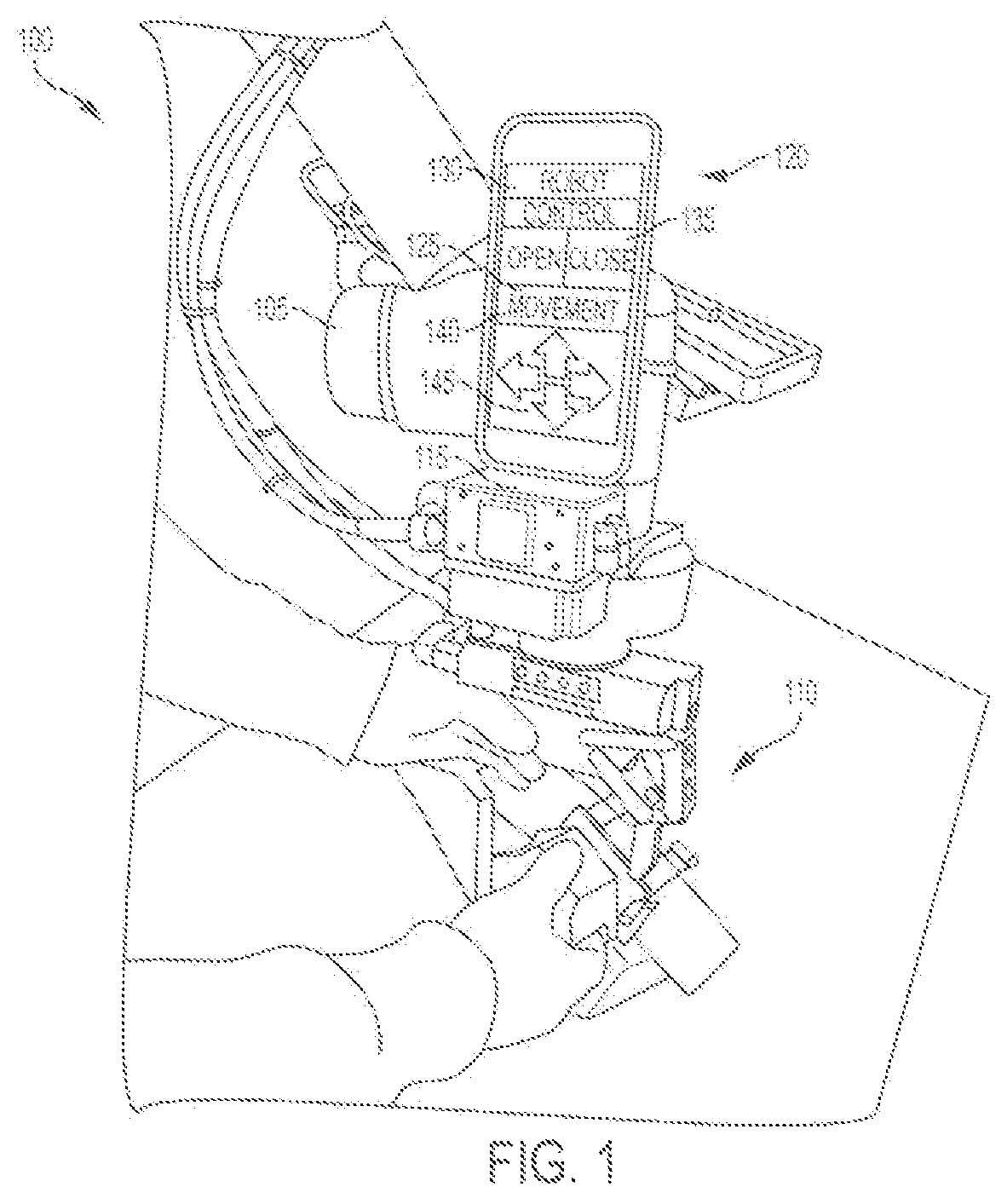 Patent US11854379 — Method, device, and computer-readable medium for mobile device management of collaborative industrial robot — Figure 1