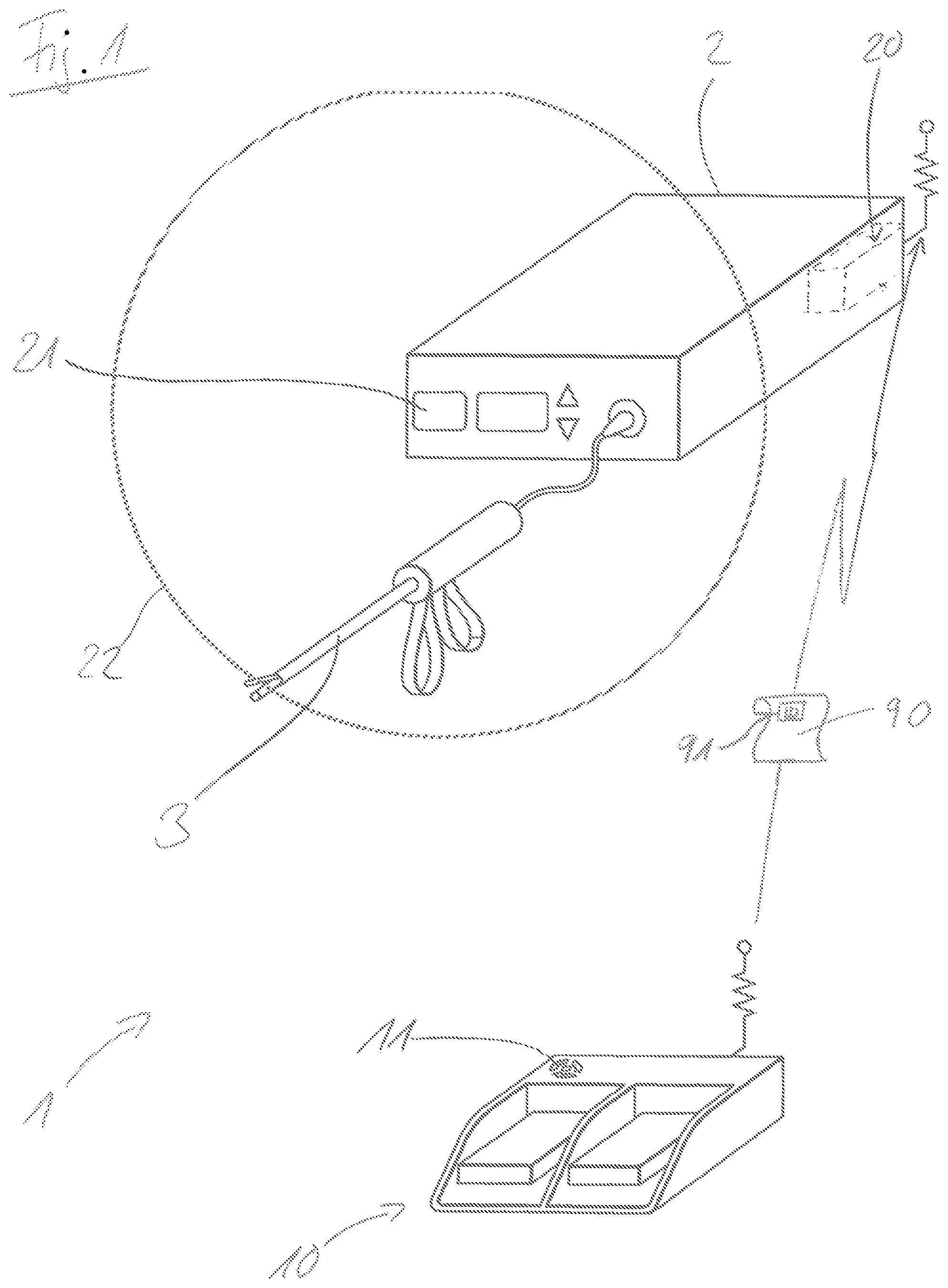 Patent US11854381 — Coupling of foot switch and medical device — Figure 1