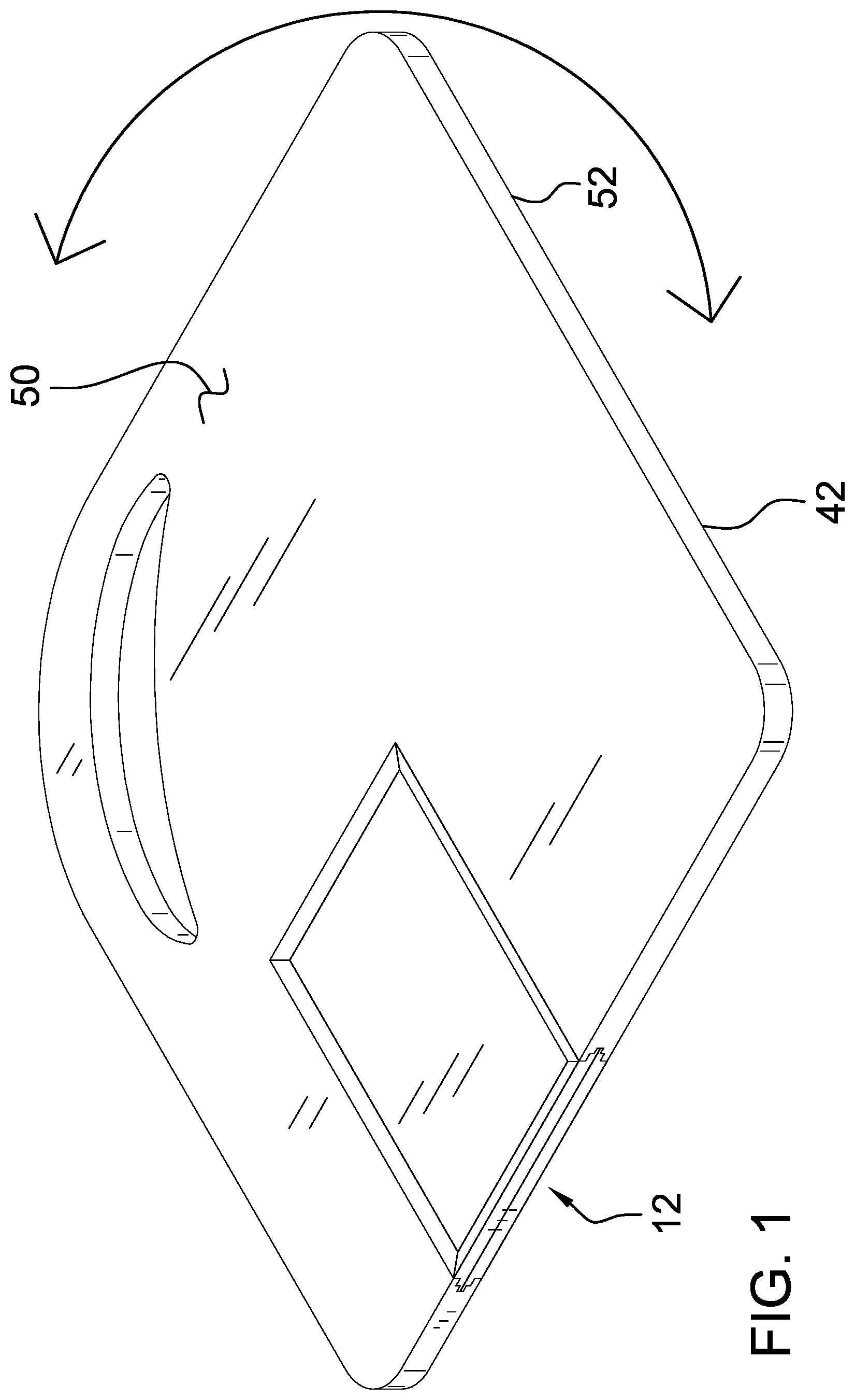 Patent US11854437 — Trade card protection assembly — Figure 1