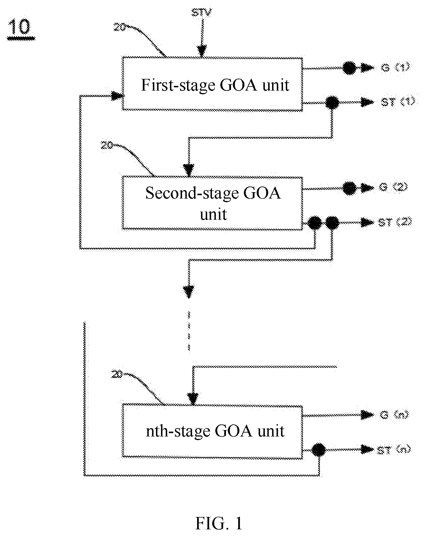 Patent US11854461 — GOA circuit and display panel — Figure 1