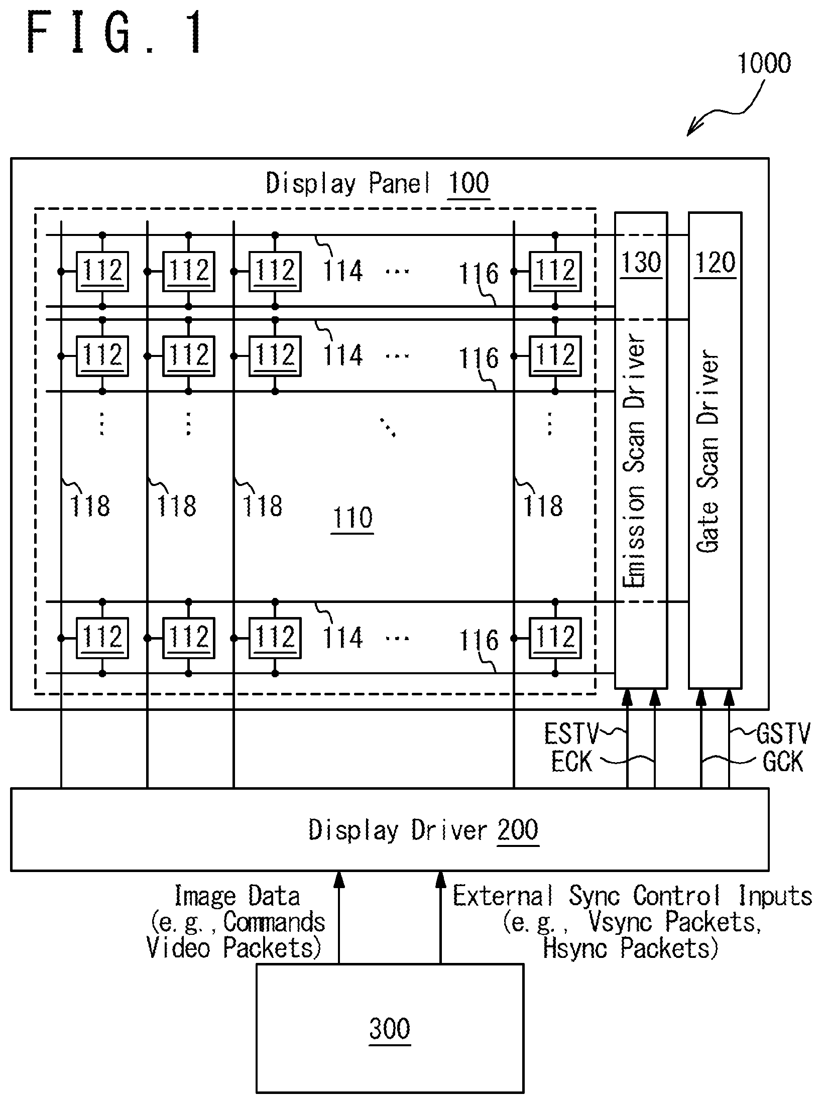 Patent US11854491 — Mode switching in display device for driving a display panel — Figure 1