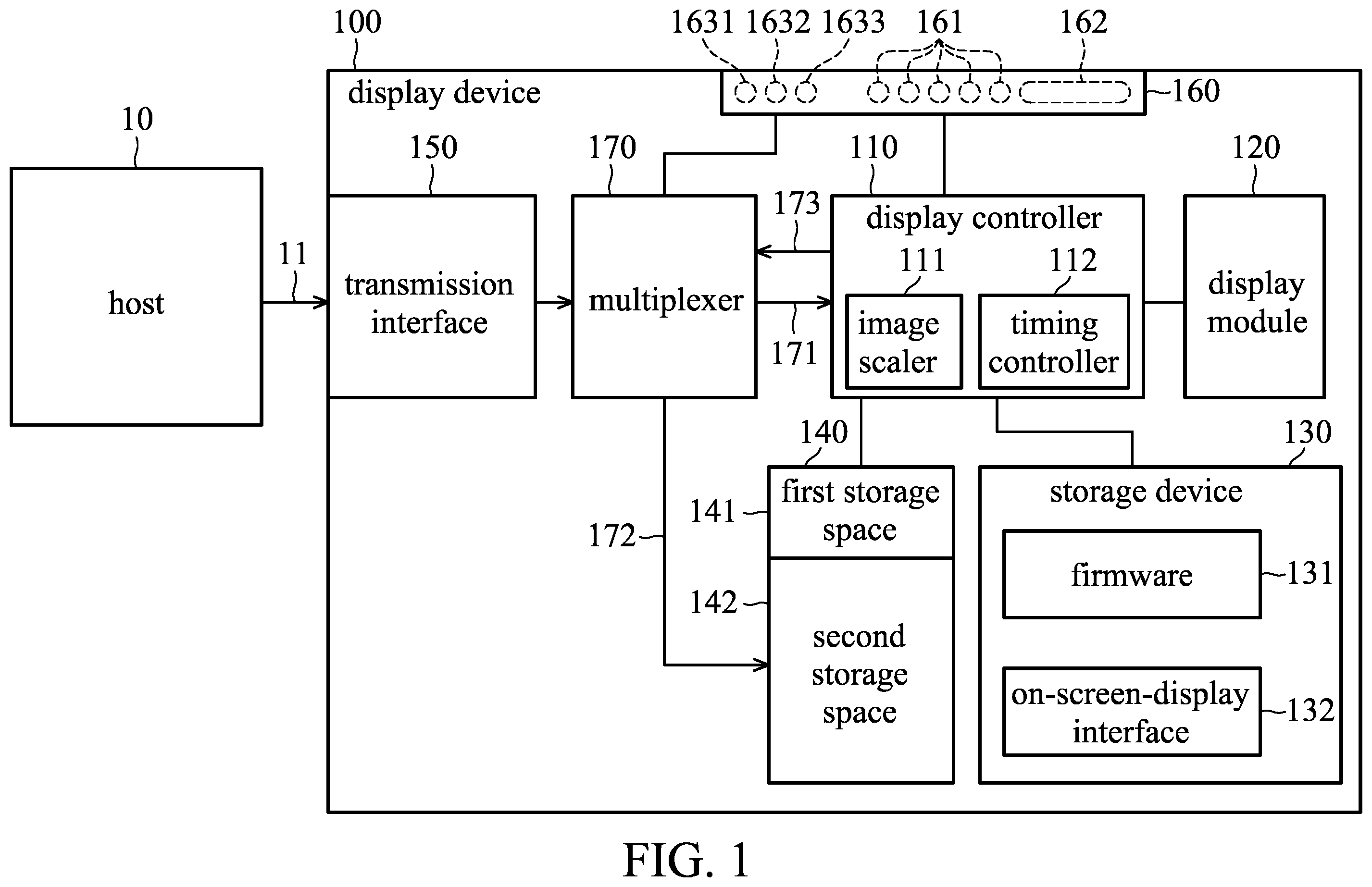 Patent US11854512 — Display device and method of image rewinding thereof — Figure 1