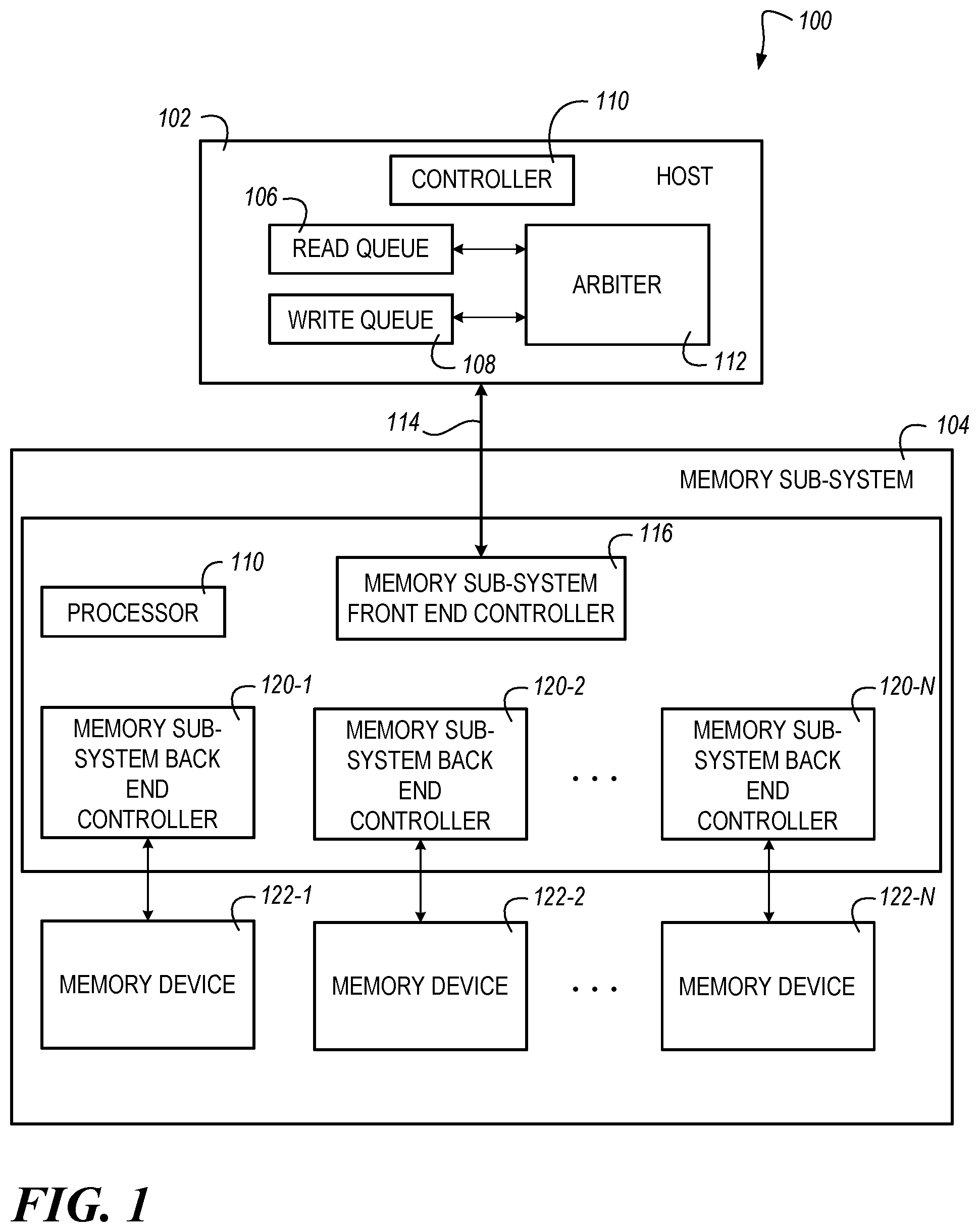 Patent US11854600 — Write request thresholding — Figure 1