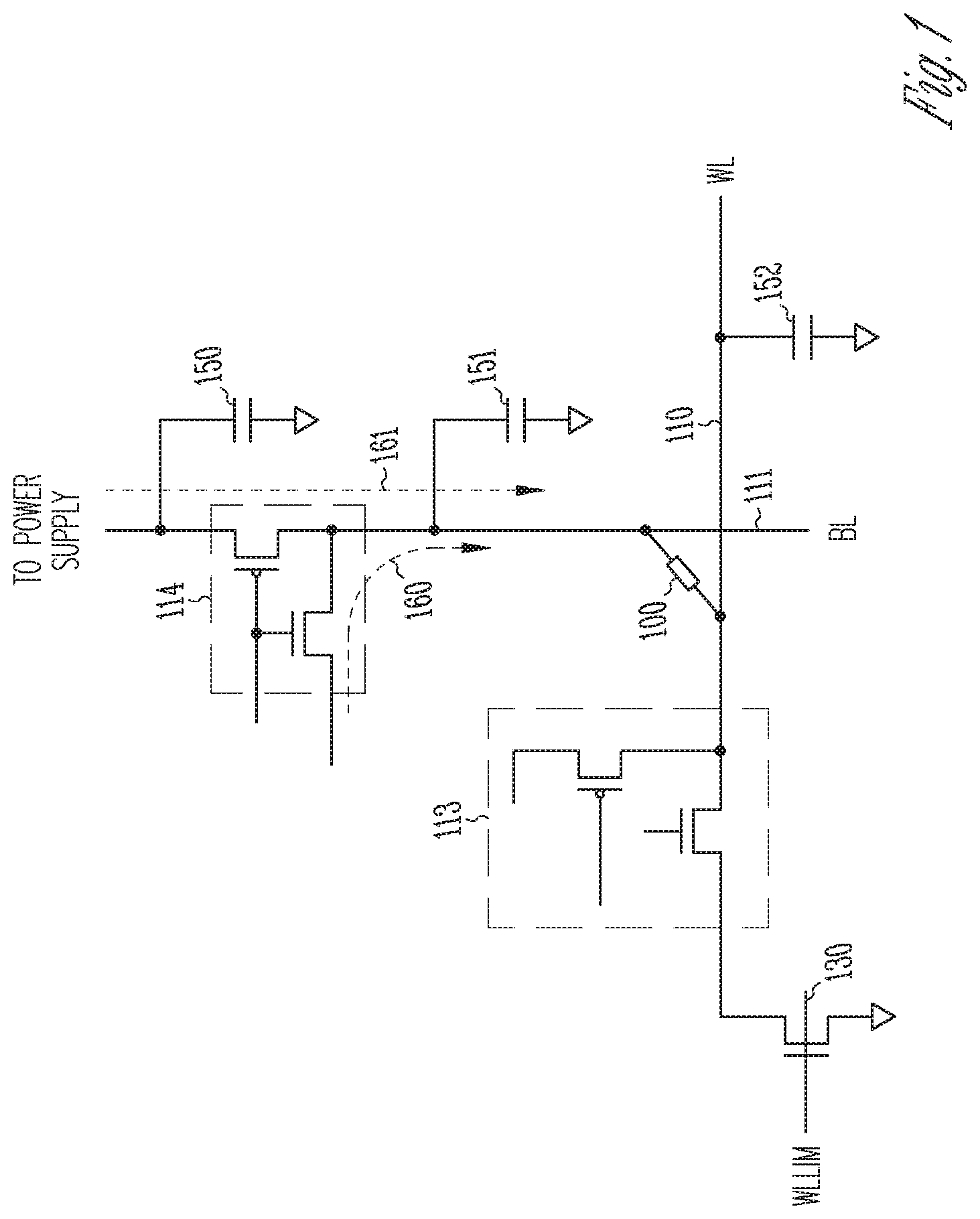 Patent US11854615 — Stored charge use in cross-point memory — Figure 1
