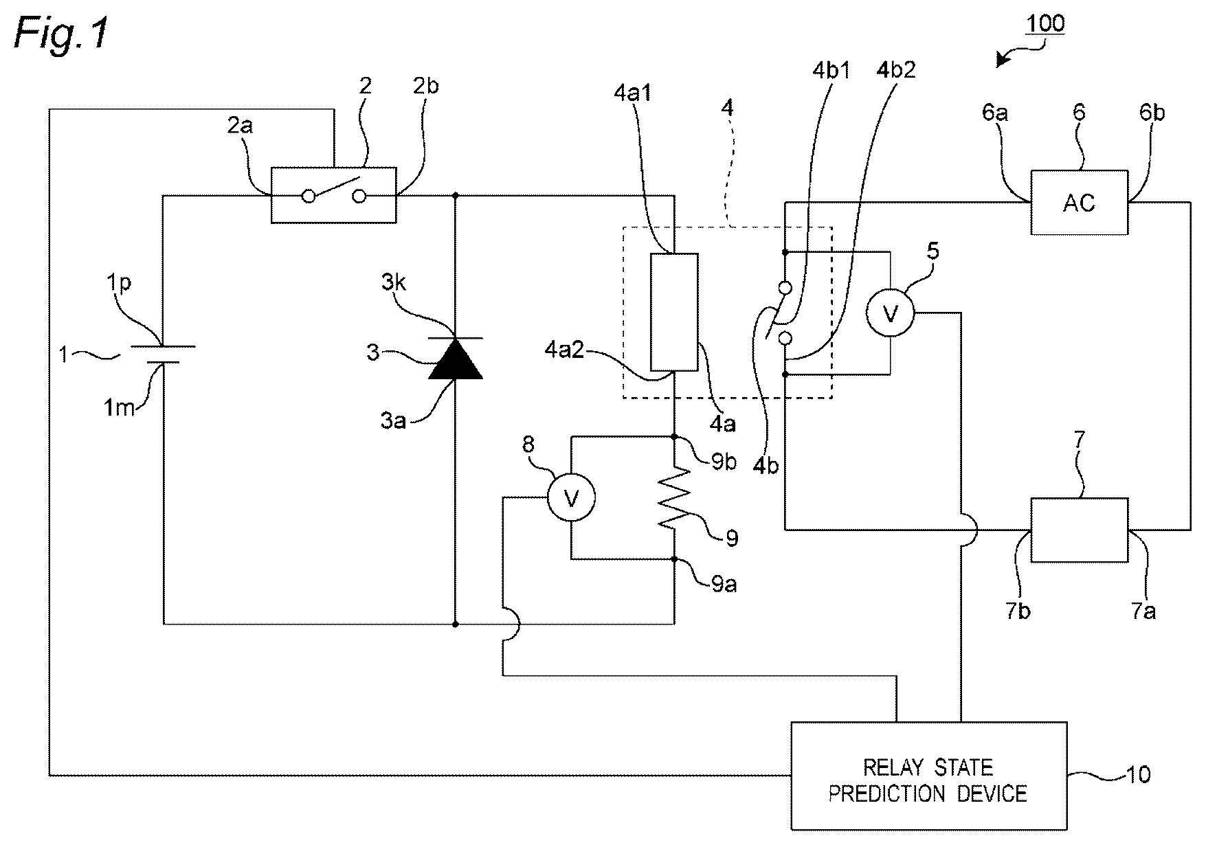 Patent US11854752 — Relay state prediction device, relay state prediction system, relay state prediction method, and non-transitory computer readable medium — Figure 1