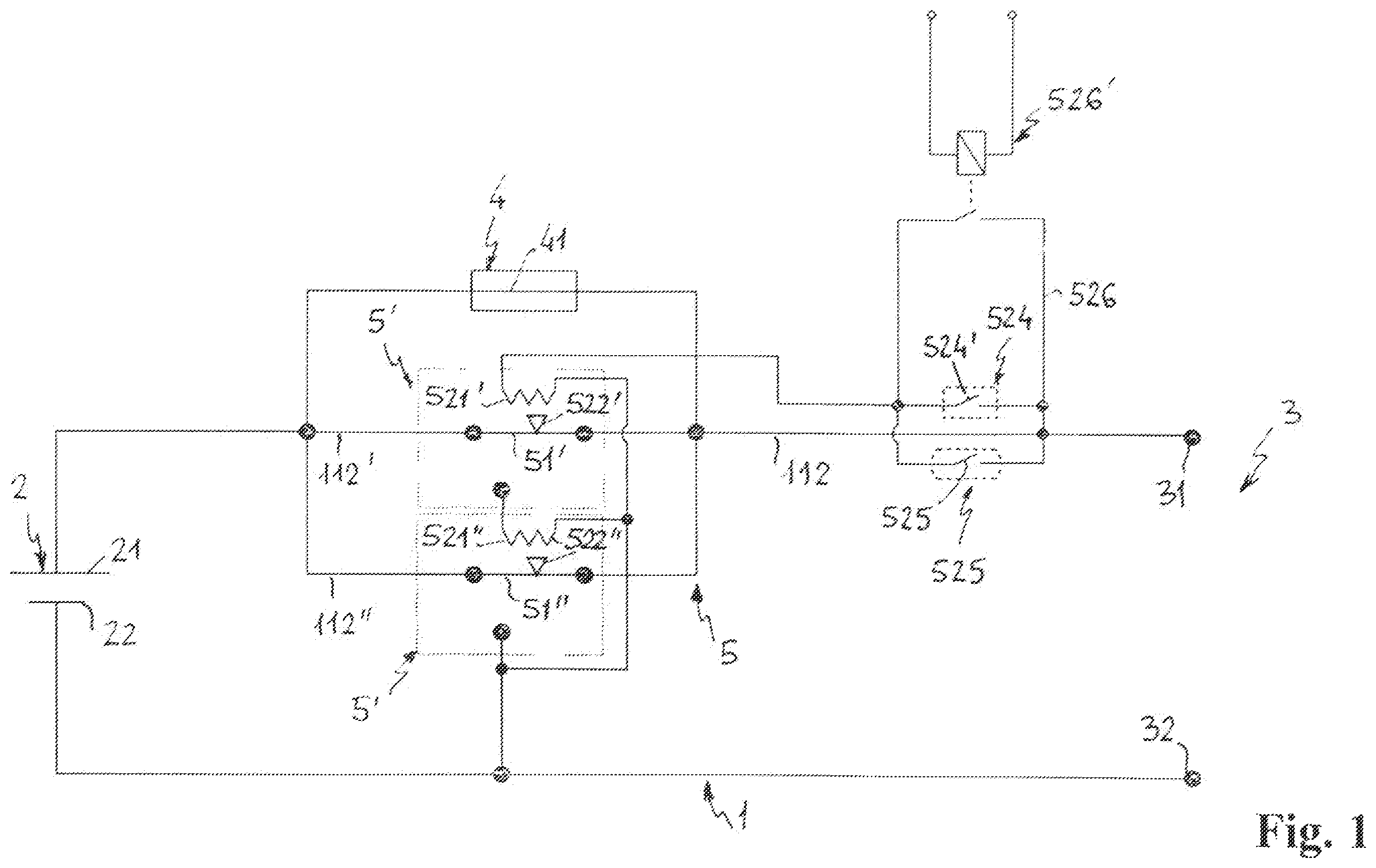 Patent US11854755 — Direct current electric circuit interrupting switch assembly — Figure 1
